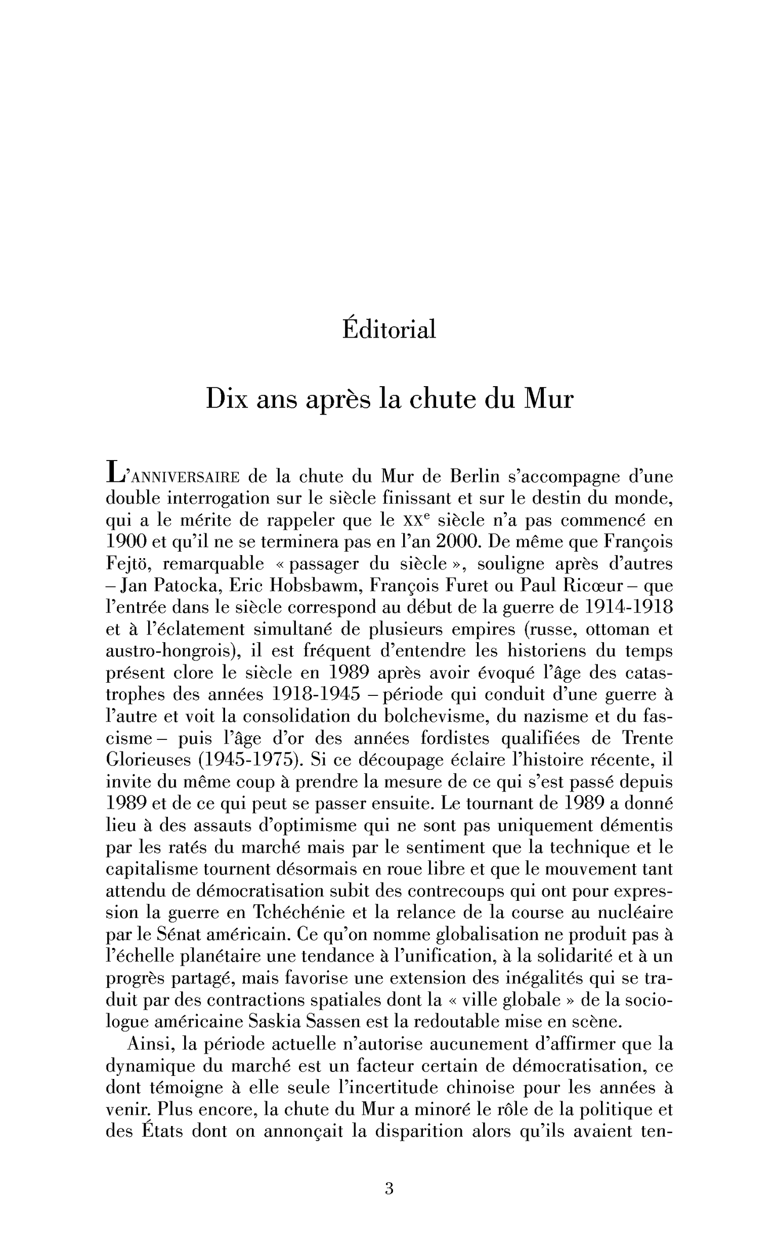 Dix ans après la chute du Mur