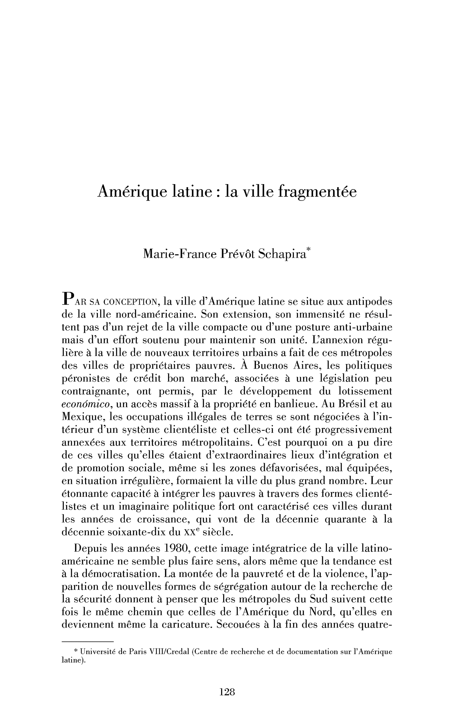 Amérique latine : la ville fragmentée