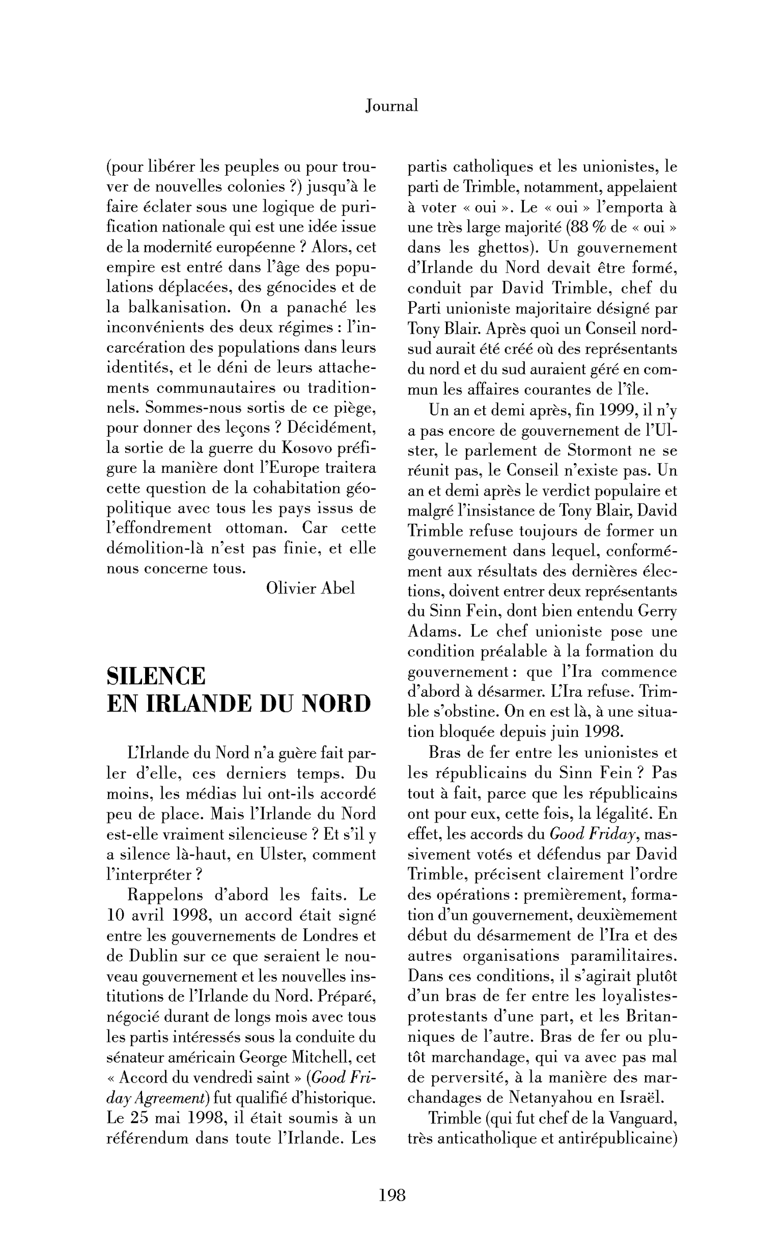 Silence en Irlande du Nord