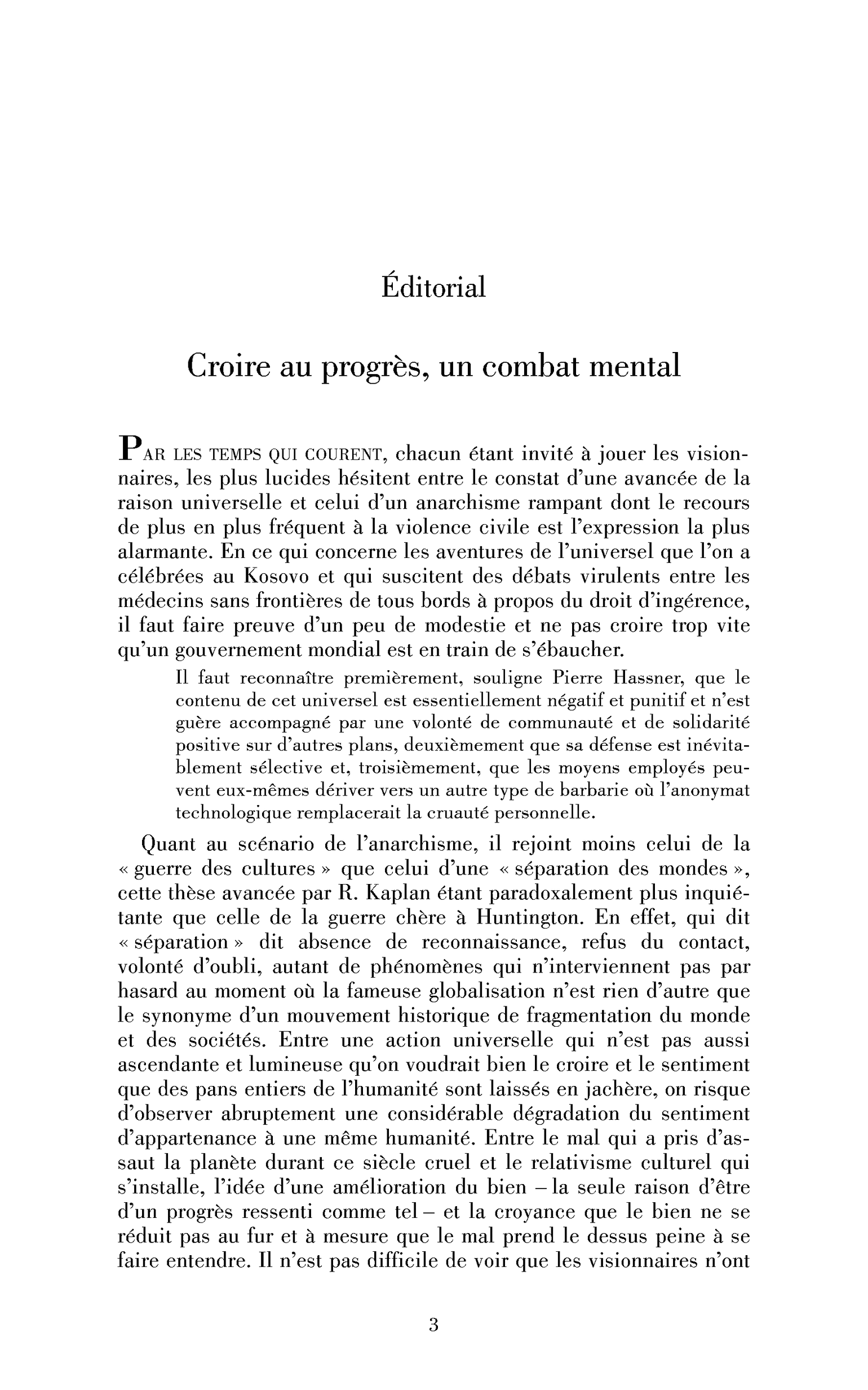 Croire au progrès, un combat mental