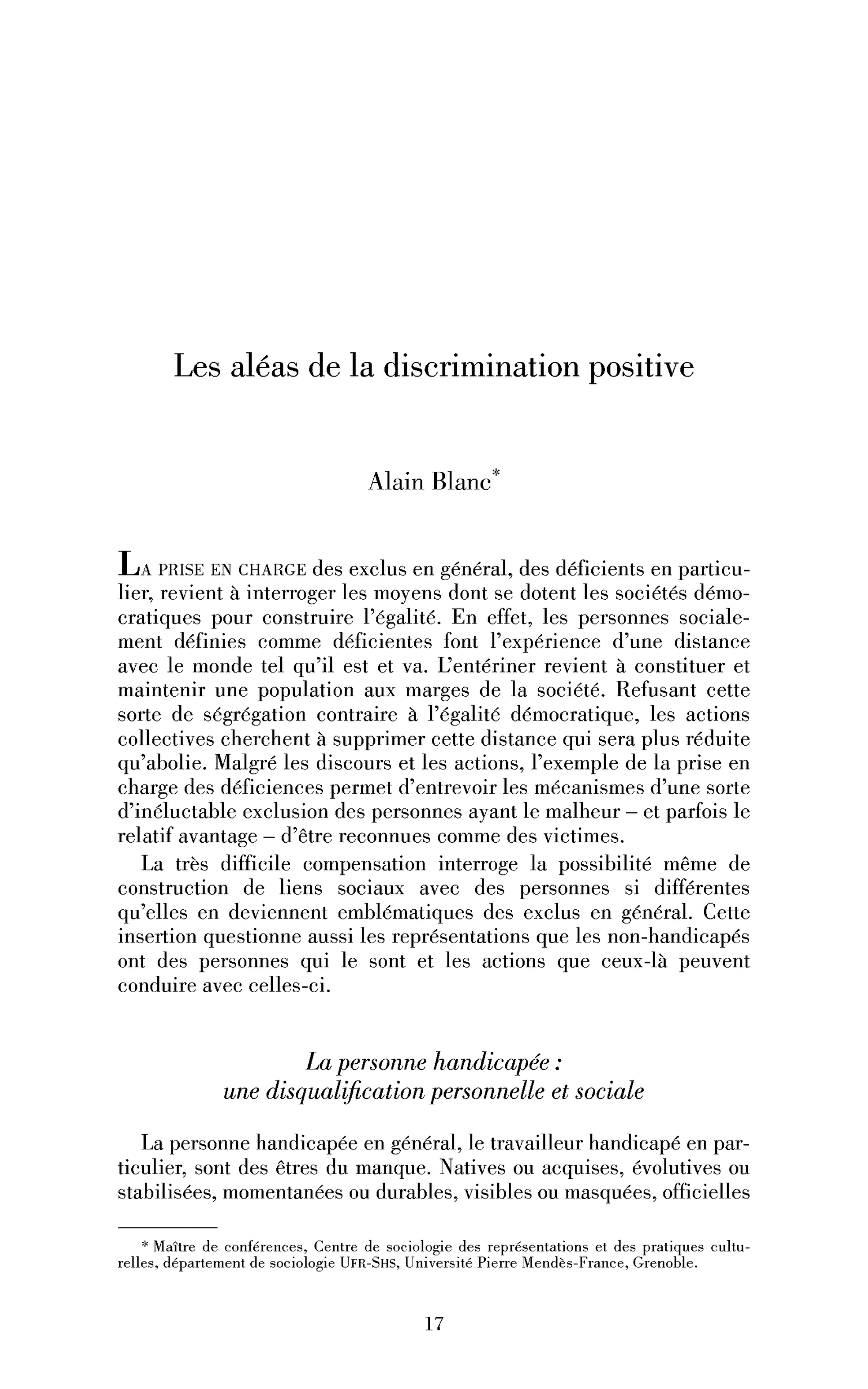 Les aléas de la discrimination positive