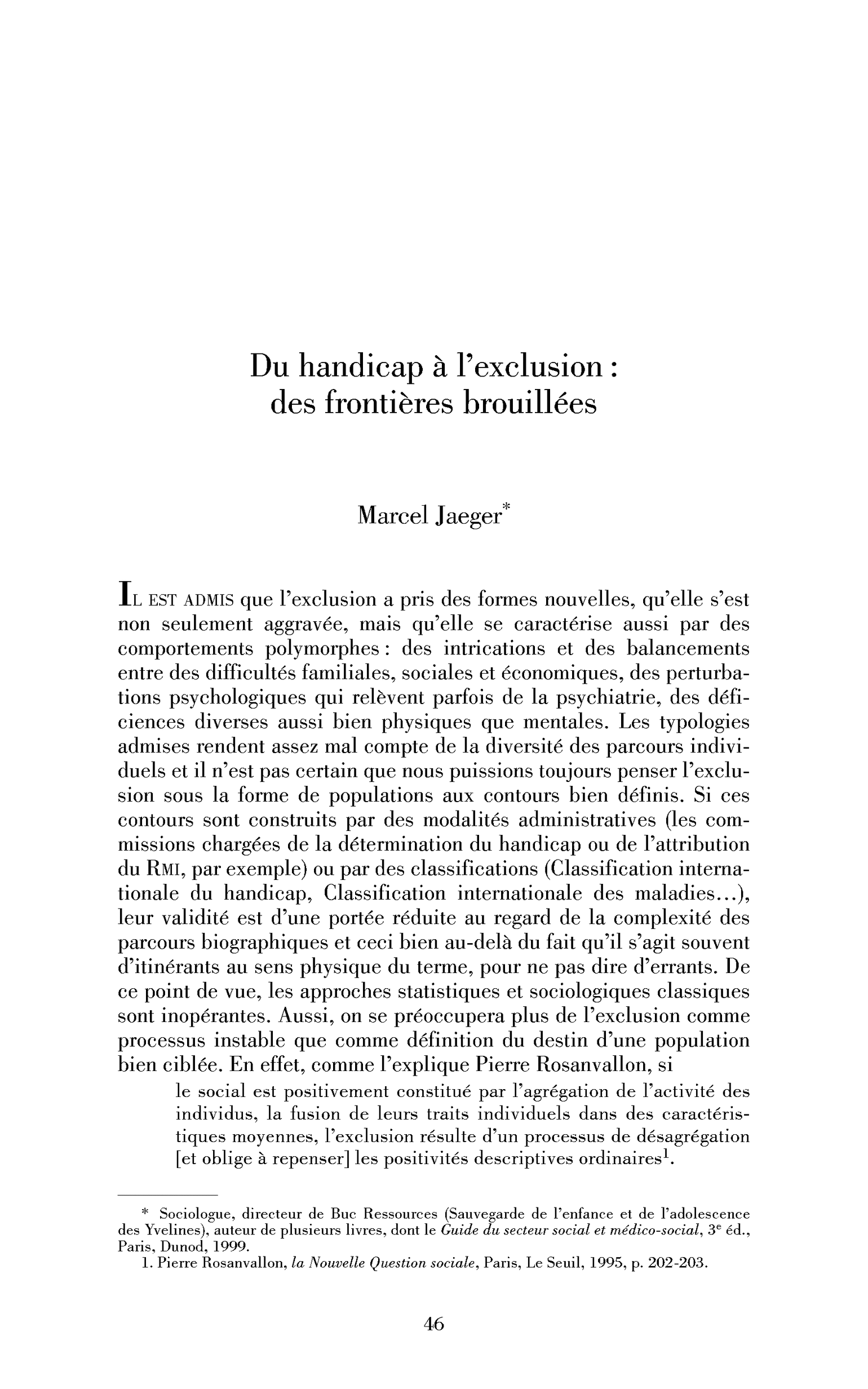Du handicap à l’exclusion : des frontières brouillées