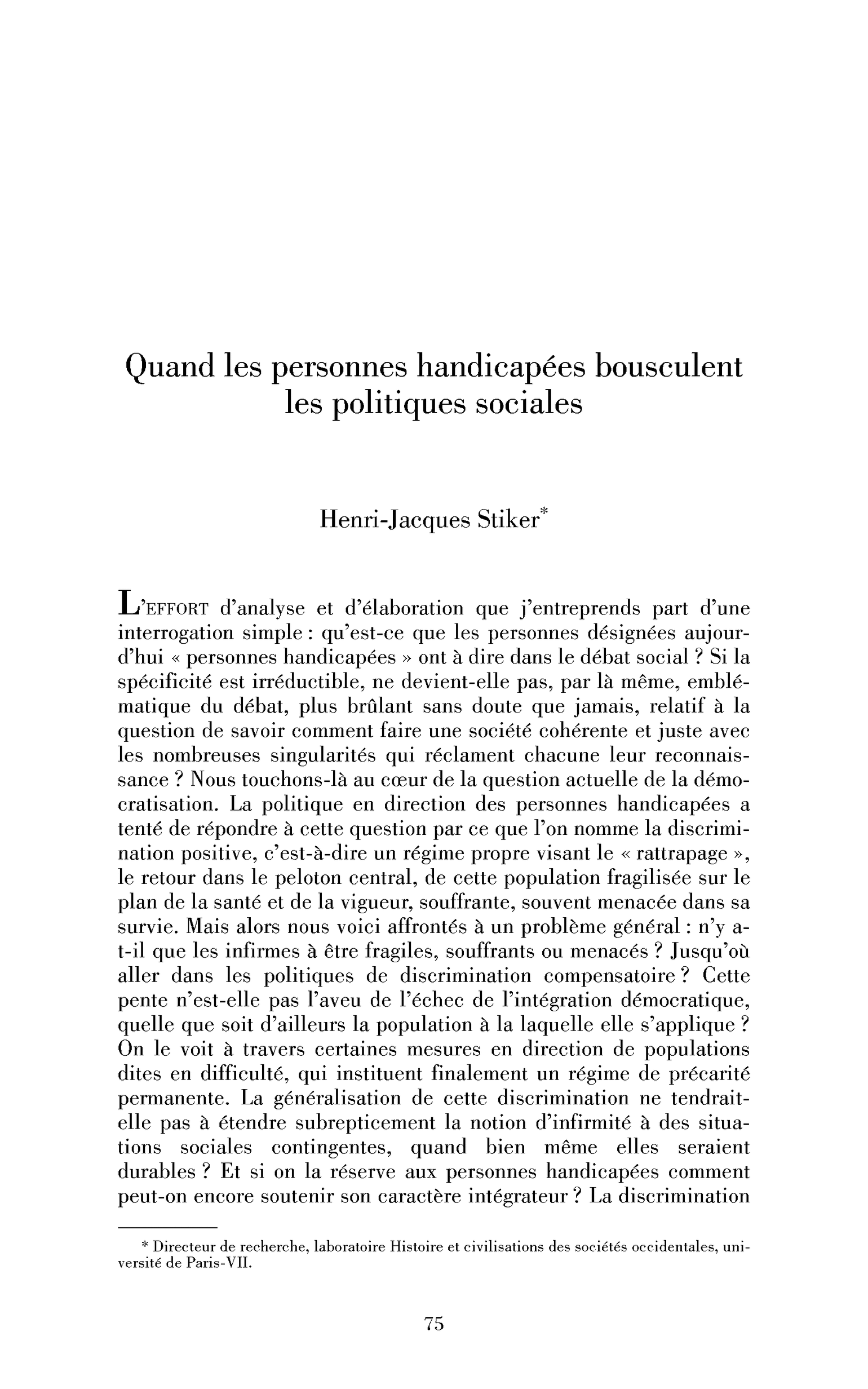 Quand les personnes handicapées bousculent les politiques sociales