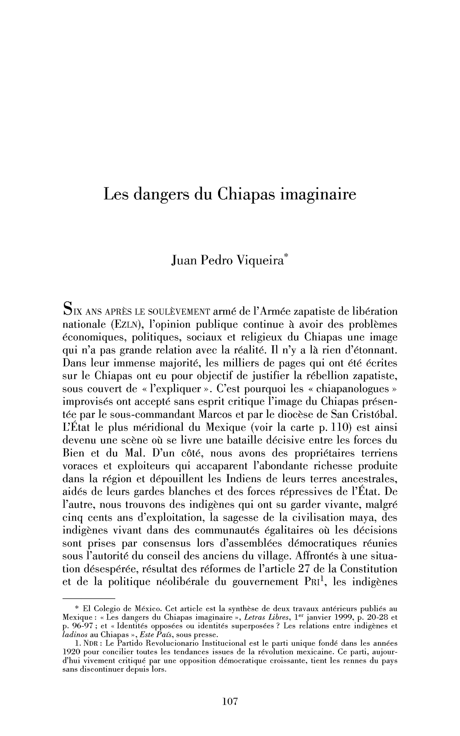 Les dangers du Chiapas imaginaire