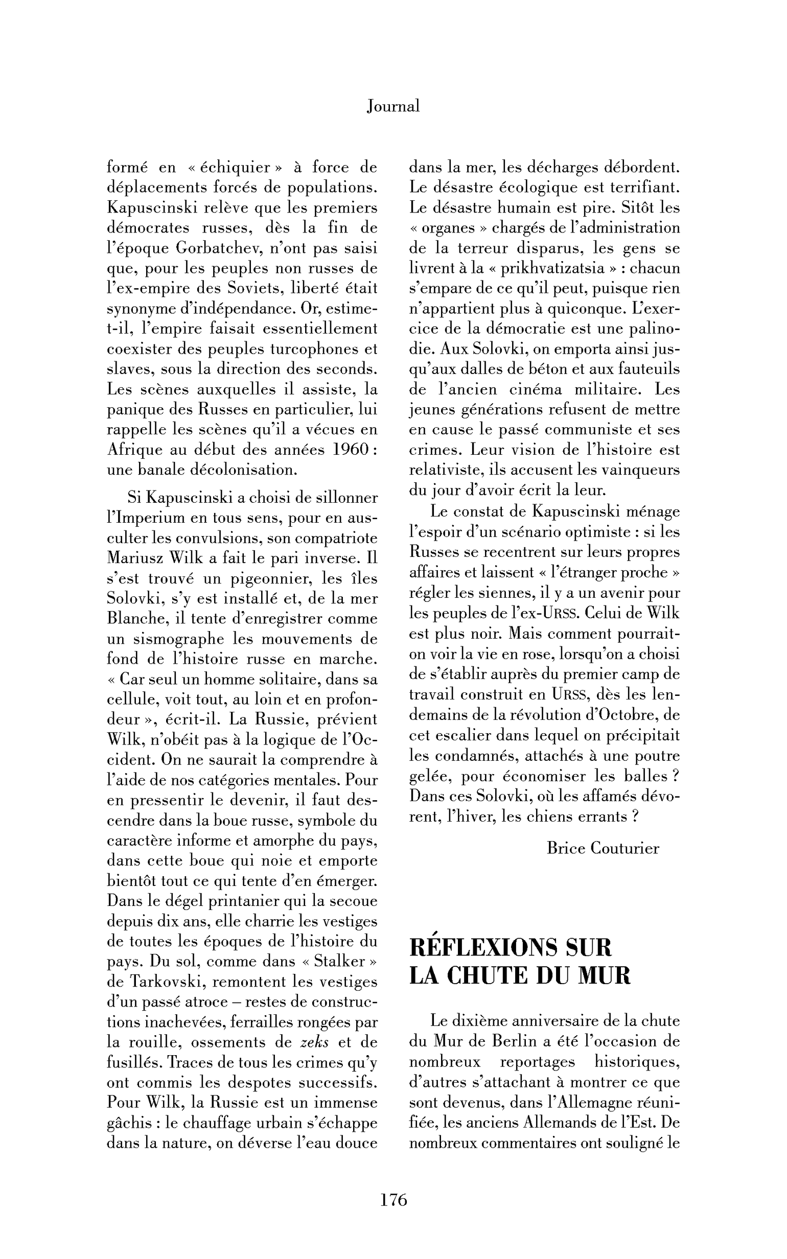 Réflexions sur la chute du Mur