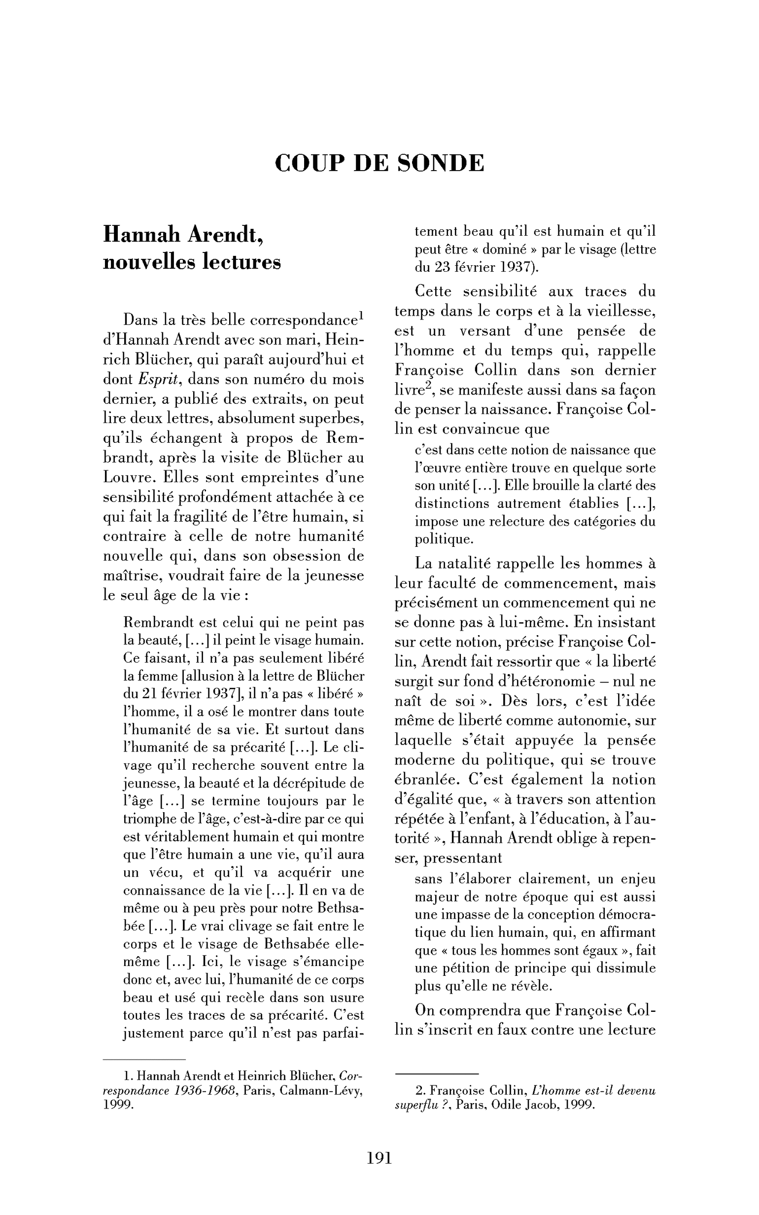 Hannah Arendt, nouvelles lectures