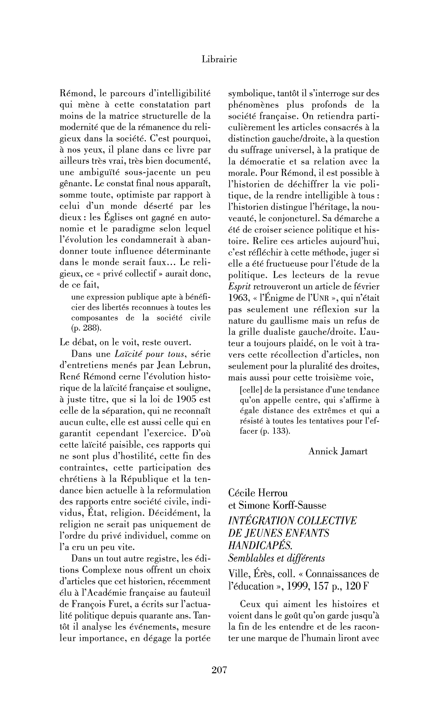 Cécile Herrou et Simone Korff-Sausse : Intégration collective de jeunes enfants handicapés. Semblables et différents