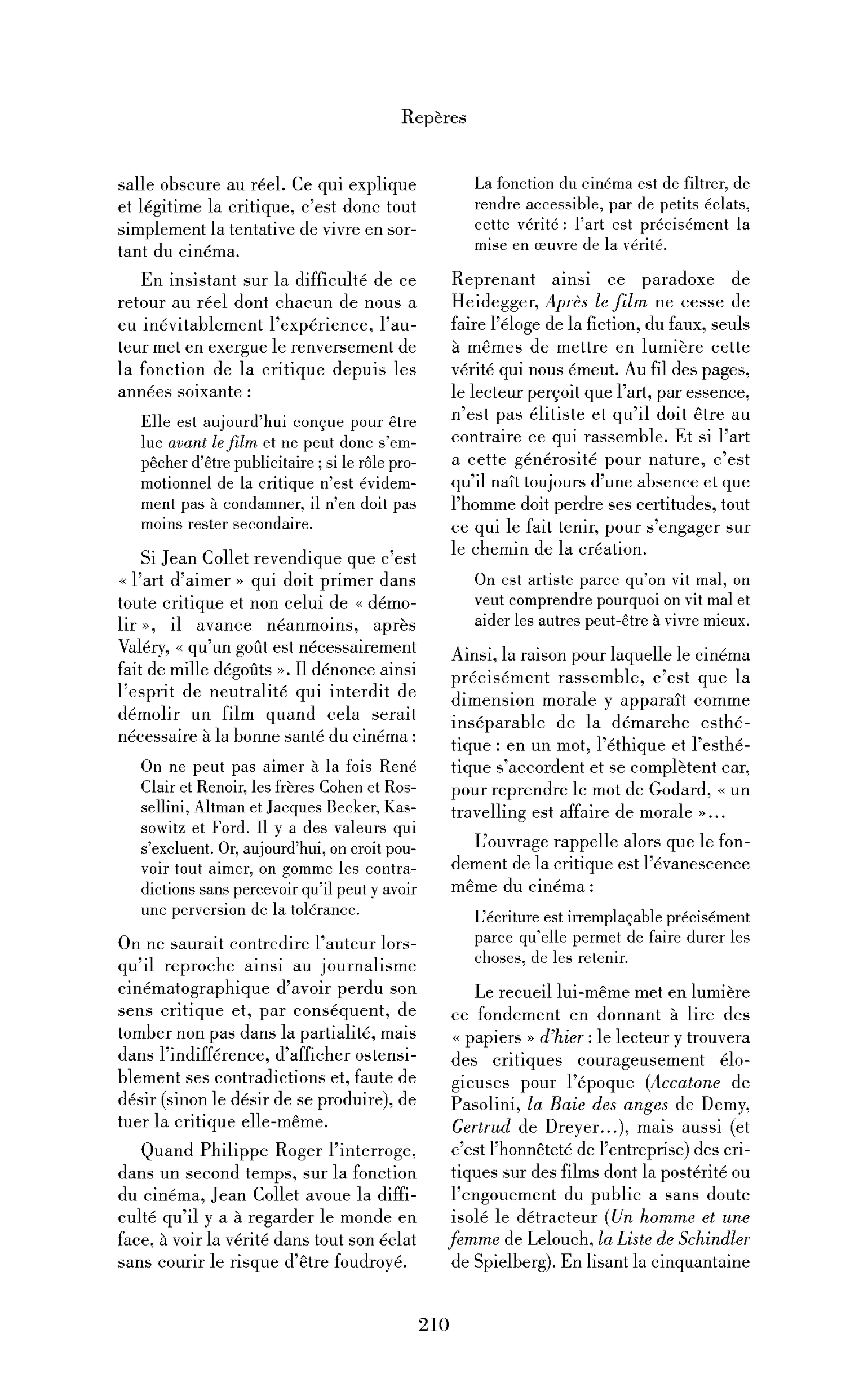 Jean Collet : Après le film. Dialogue avec Philippe Roger