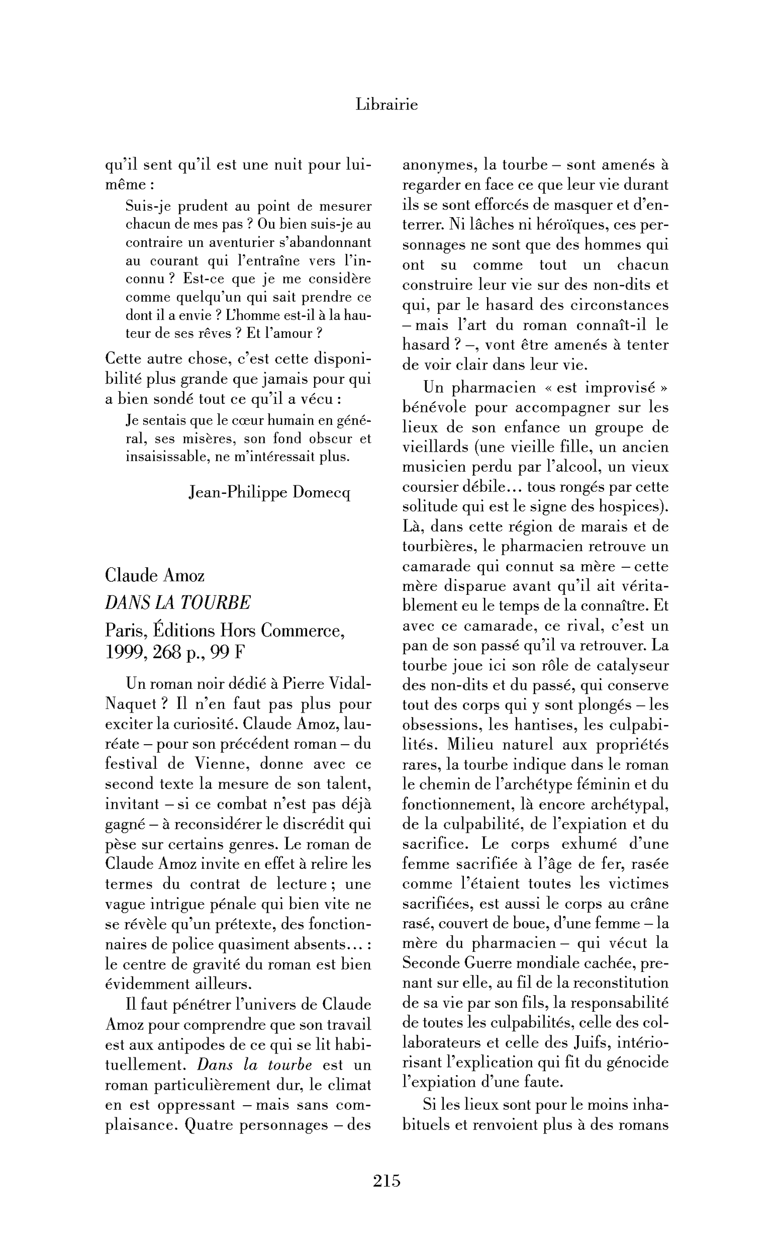 Claude Amoz : Dans la tourbe