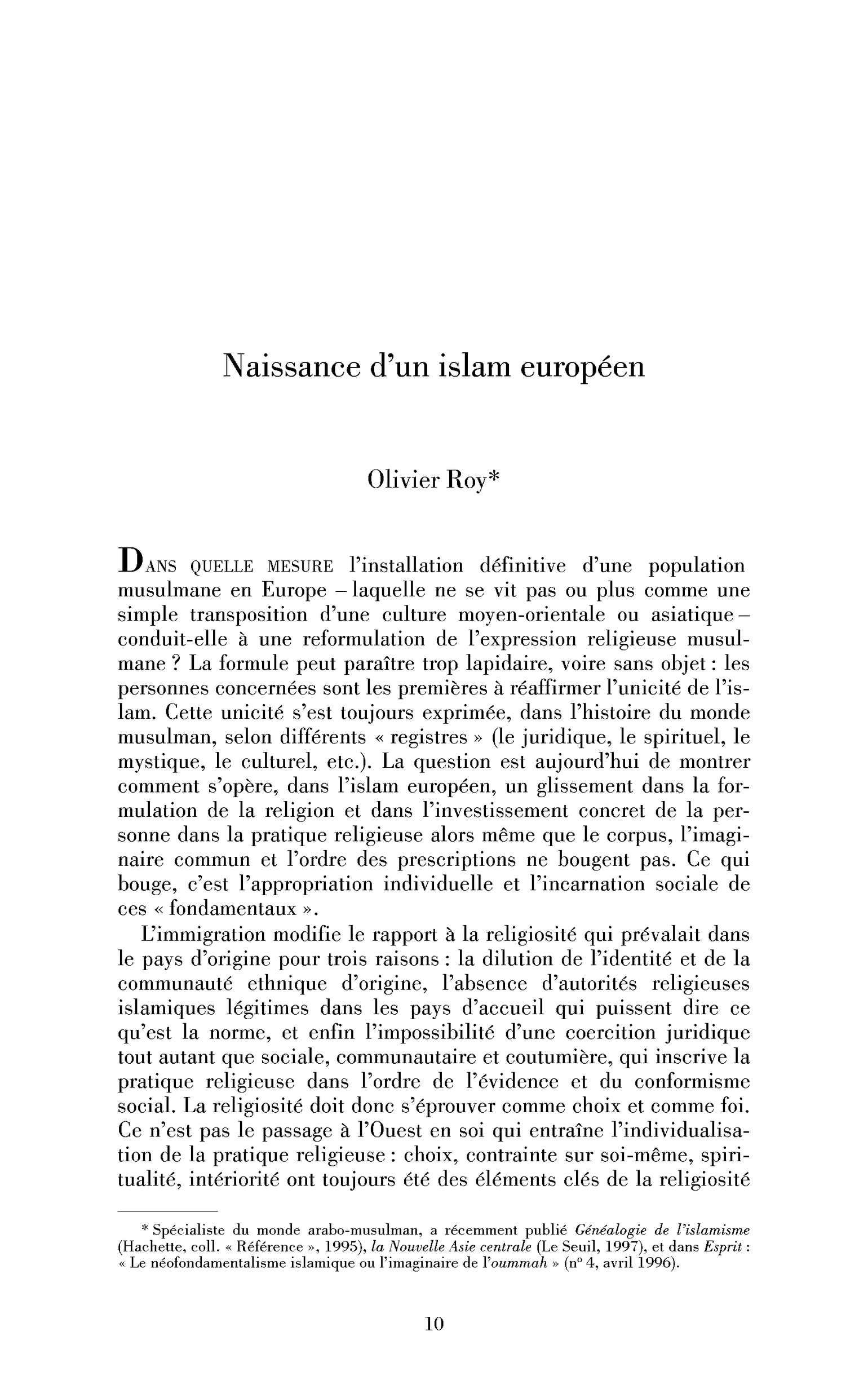 Naissance d’un islam européen