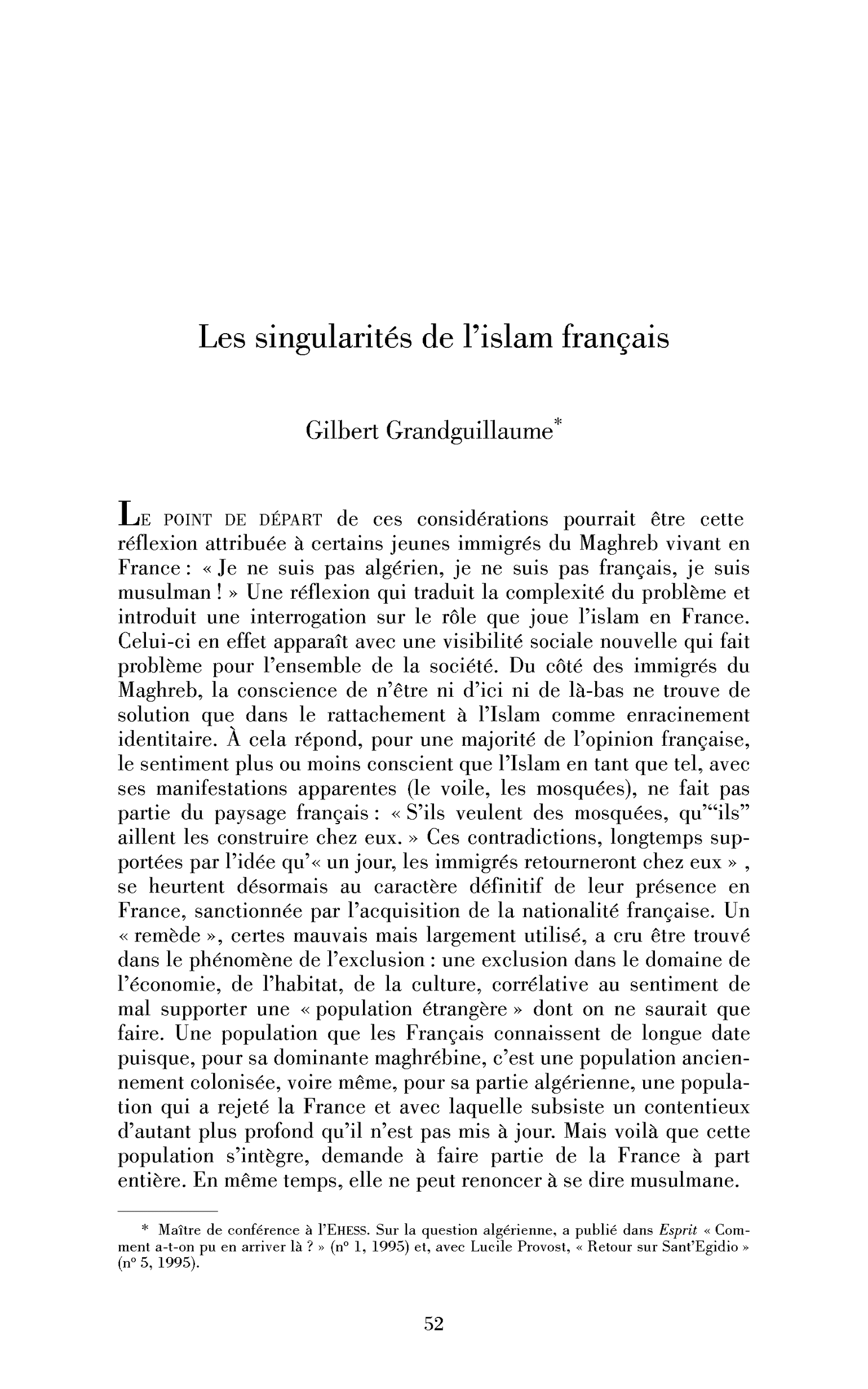 Les singularités de l’islam français