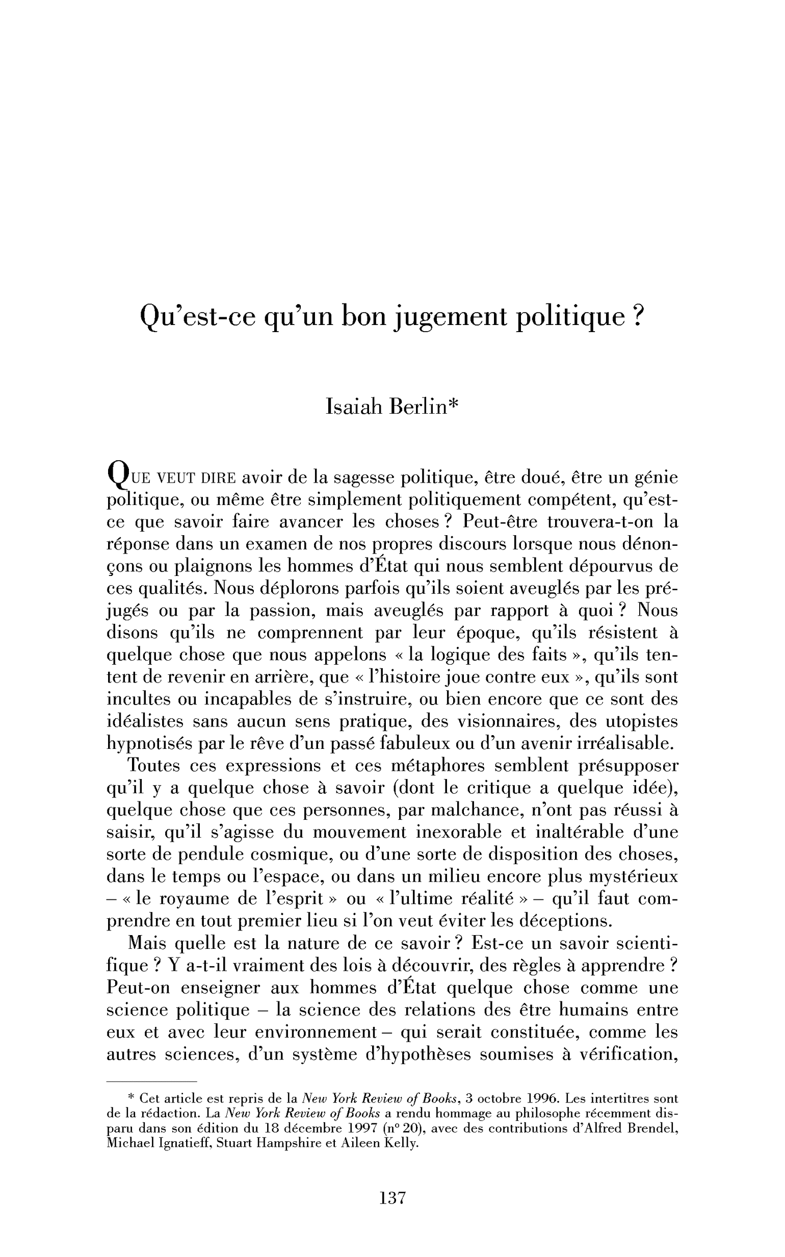 Qu’est-ce qu’un bon jugement politique?