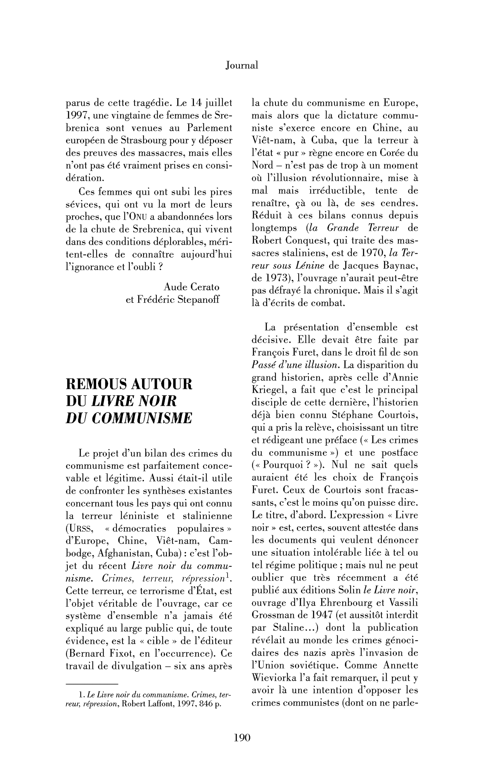 Remous autour du Livre noir du communisme
