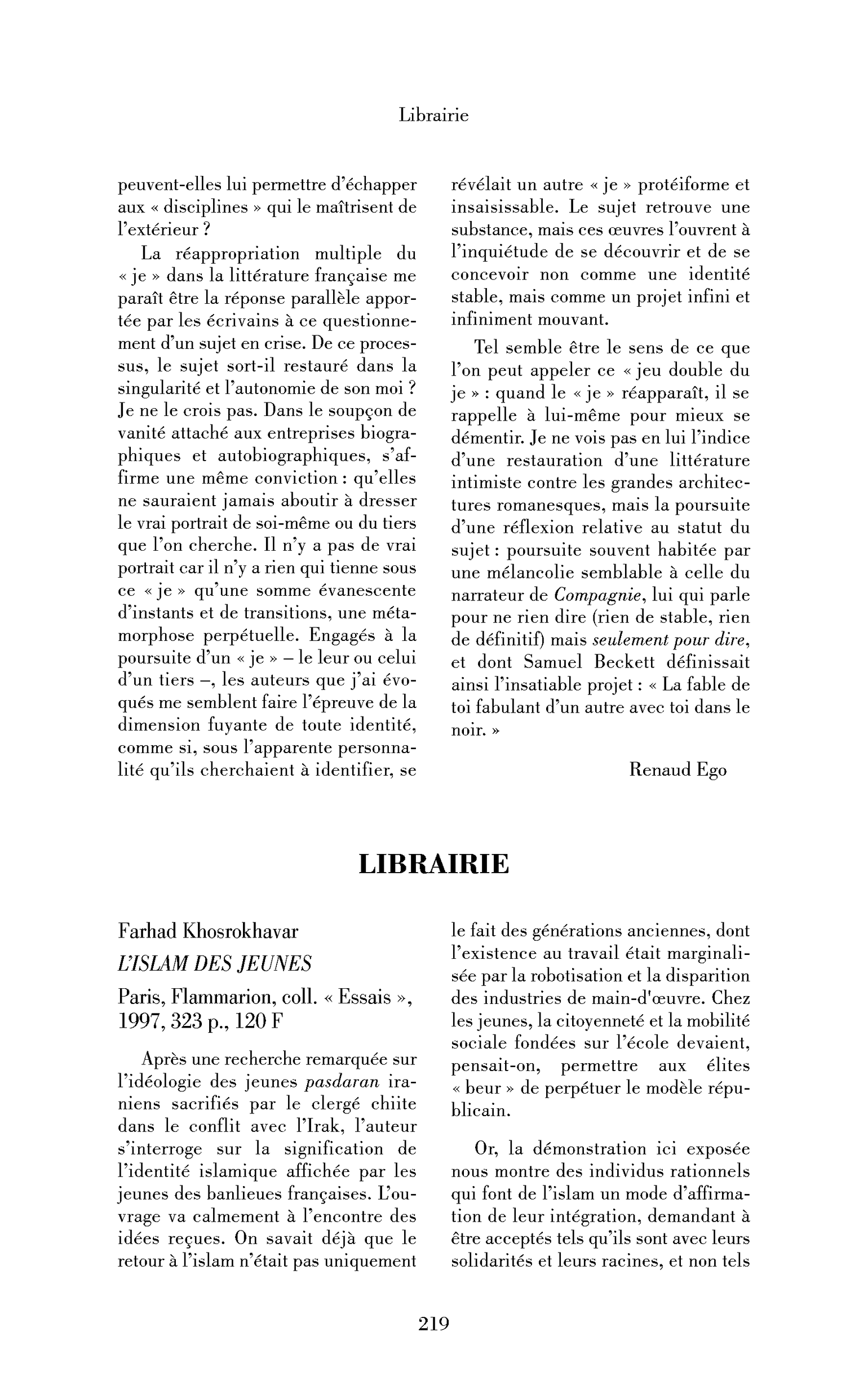 Farhad Khosrokhavar : l’Islam des jeunes