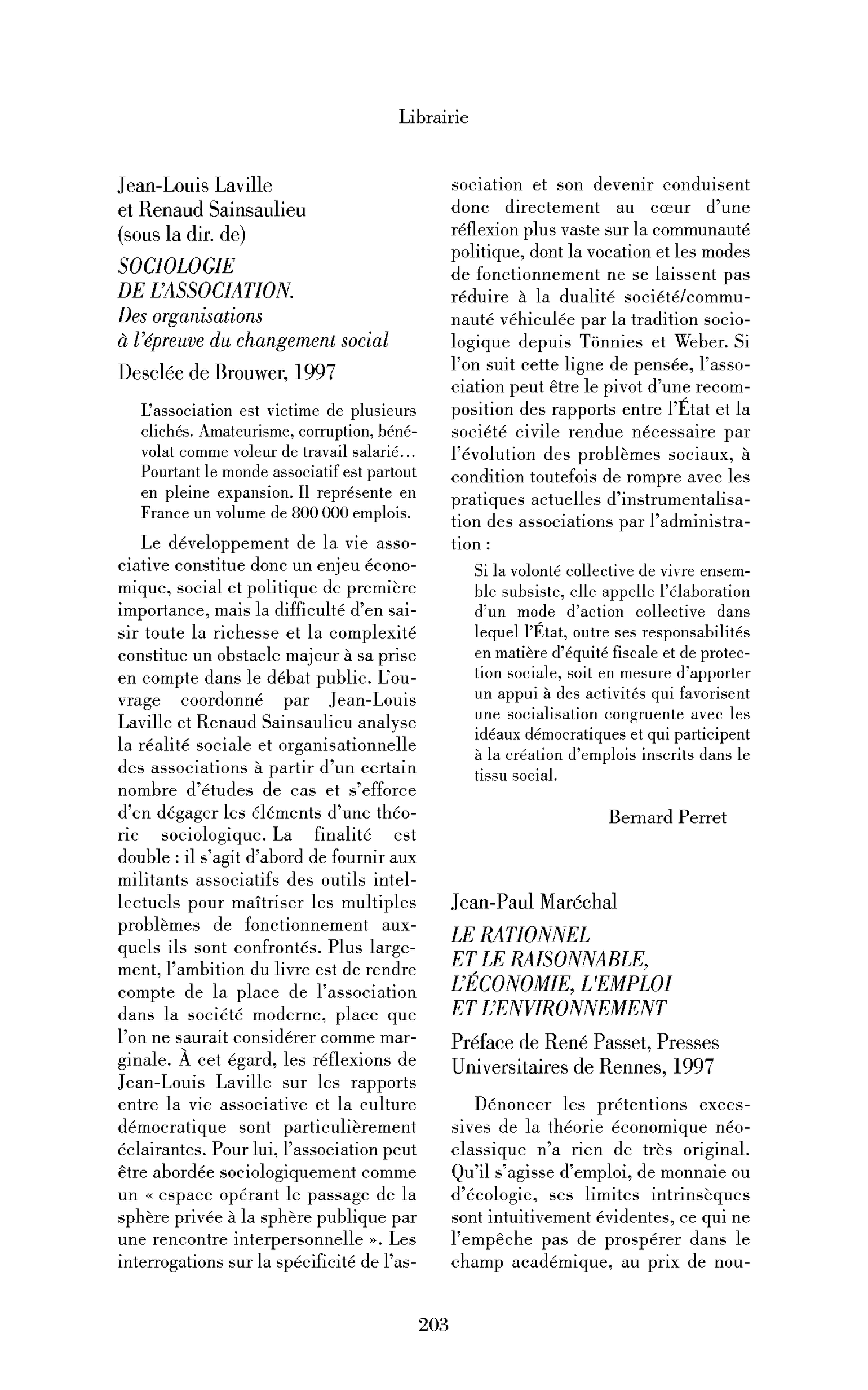 Jean-Paul Maréchal : le Rationnel et le raisonnable, l’économie, l’emploi et l’environnement