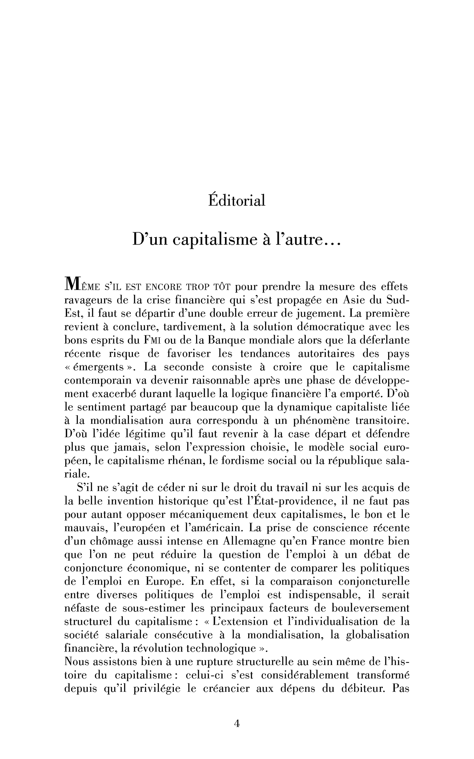 D’un capitalisme à l’autre