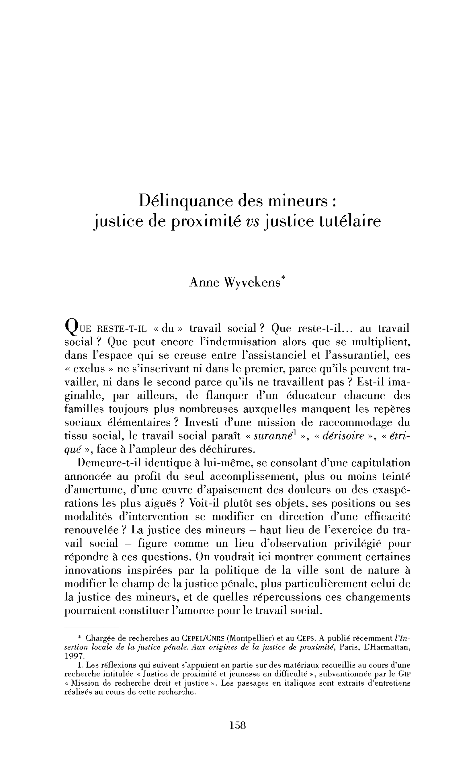 Délinquance des mineurs : justice de proximité vs justice tutélaire