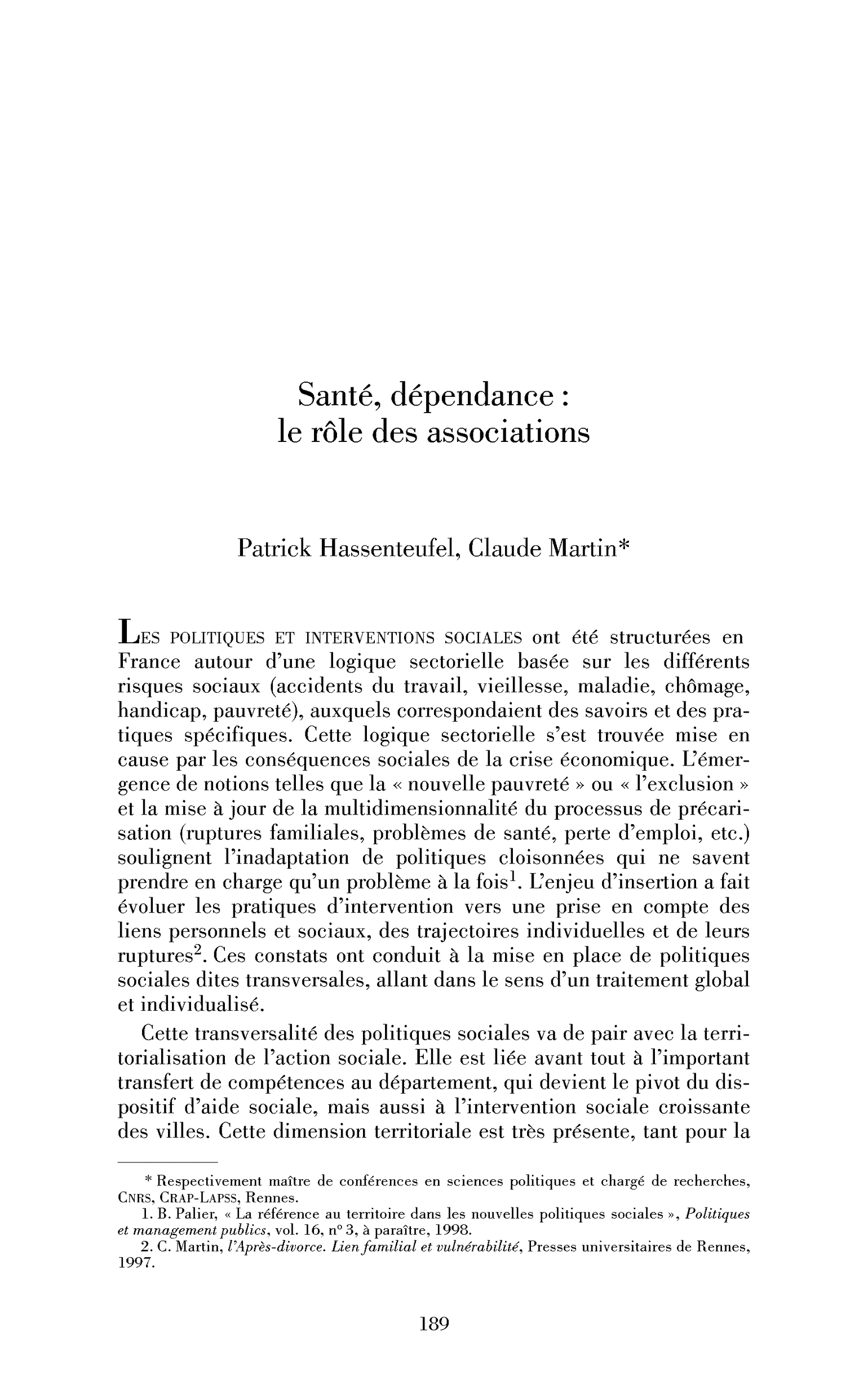 Santé, dépendance : le rôle des associations