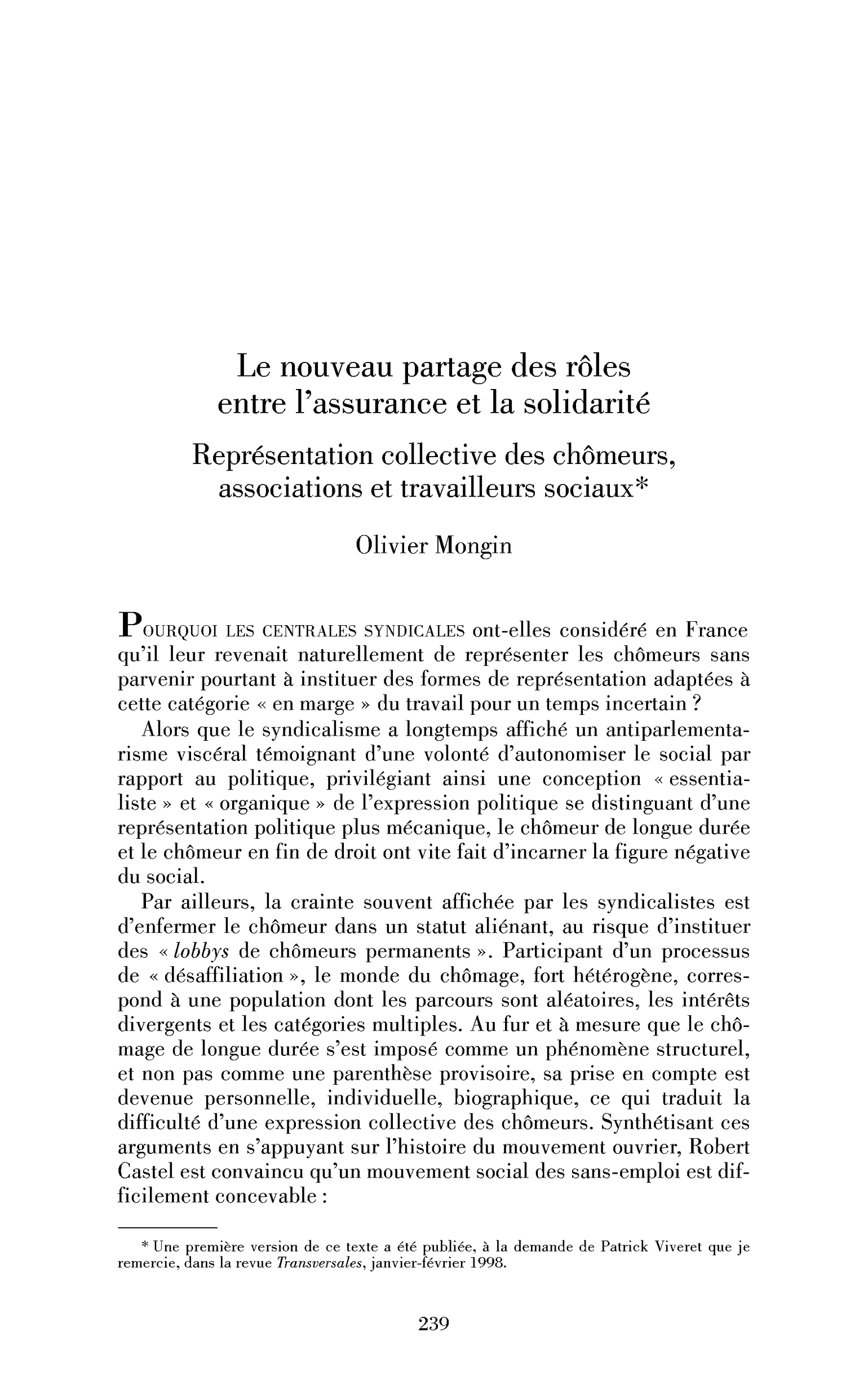 Le nouveau partage des rôles entre l’assurance et la solidarité