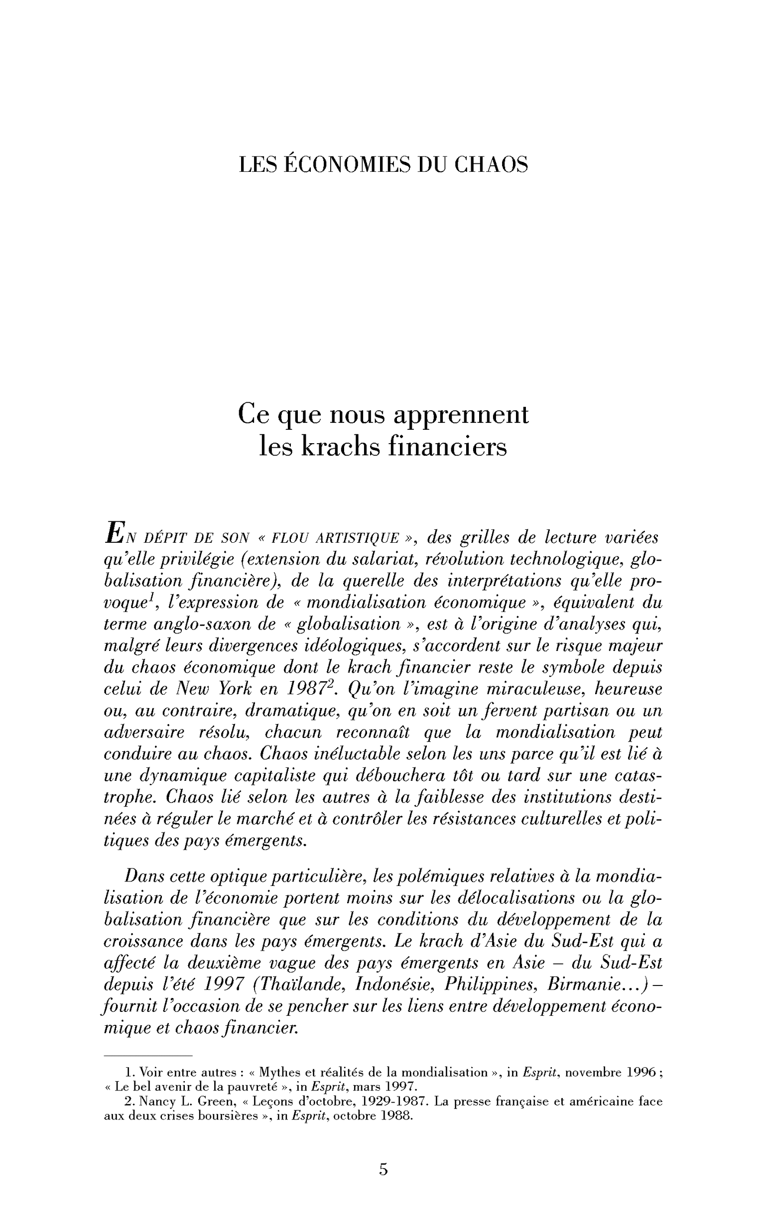 Ce que nous apprennent les krachs financiers