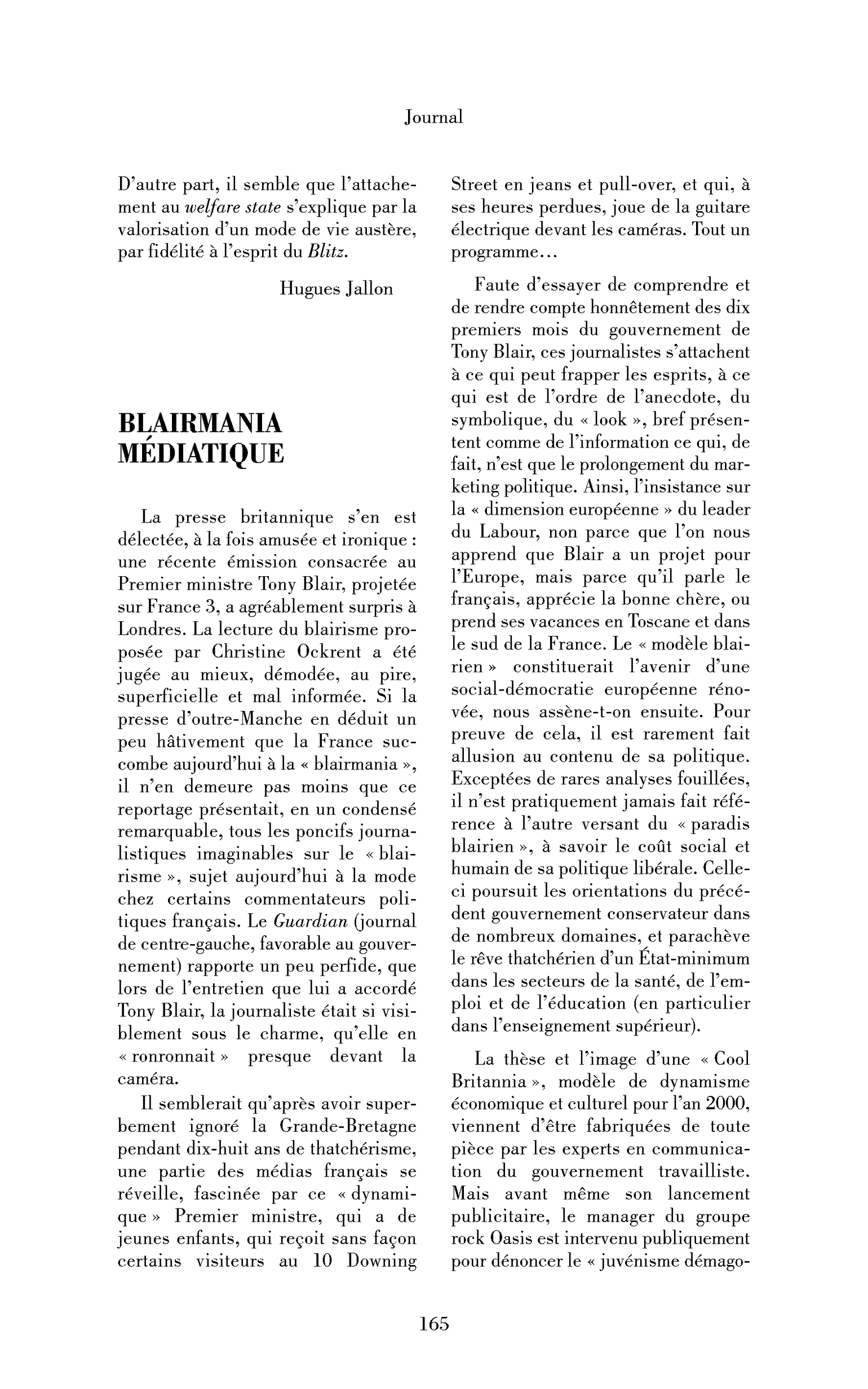 Blairmania médiatique