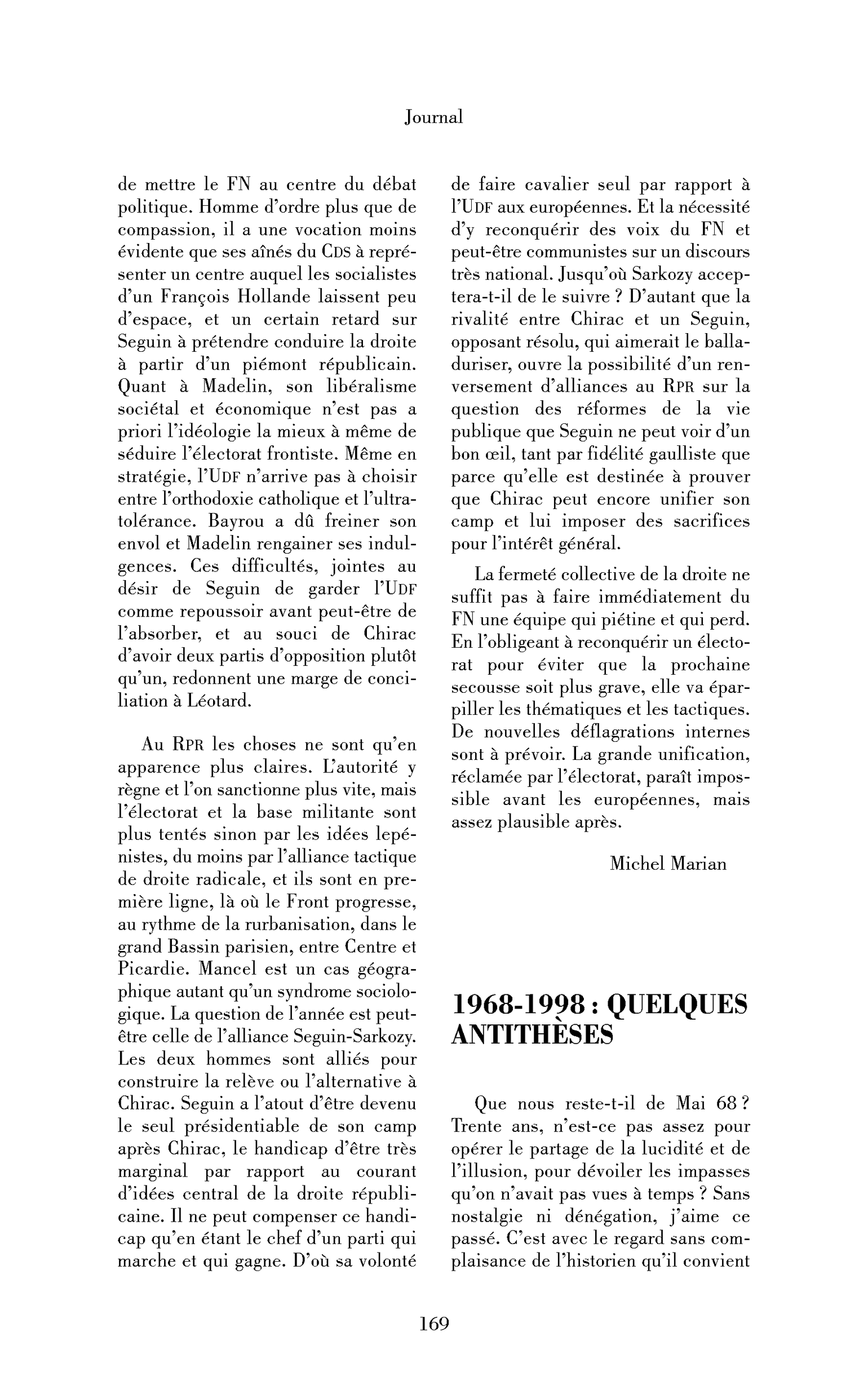 1968-1998 : quelques antithèses