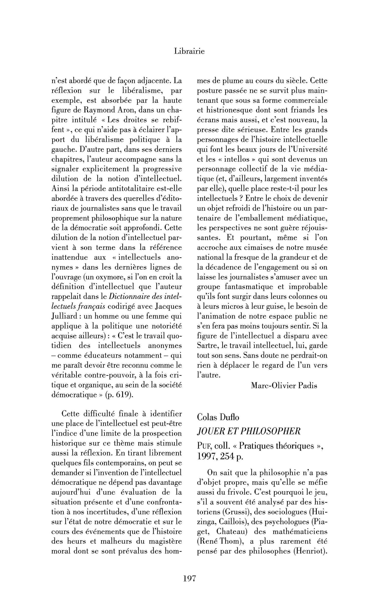 Colas Duflo : Jouer et philosopher