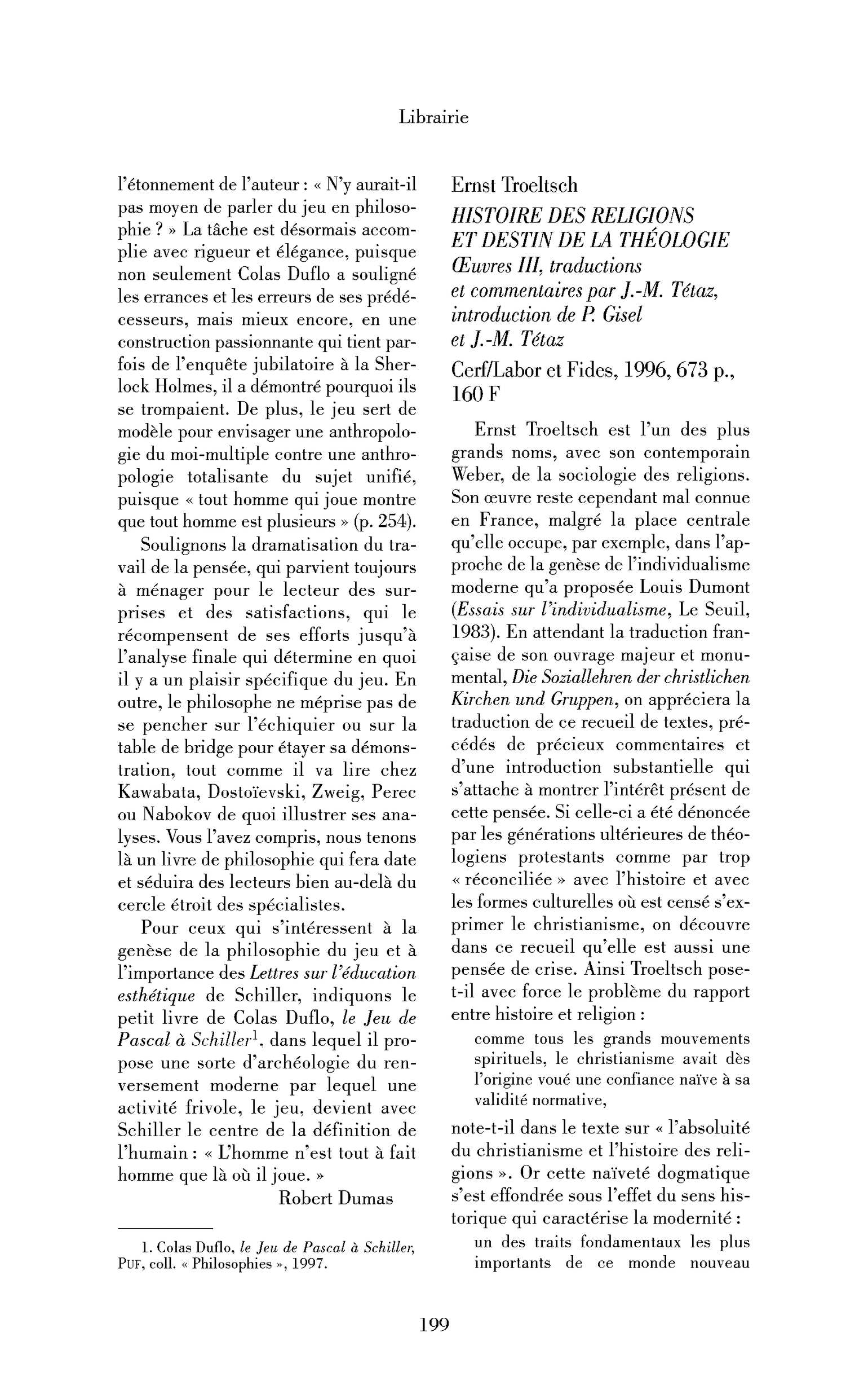 Ernst Troeltsch : Histoire des religions et destin de la théologie. Œuvres III