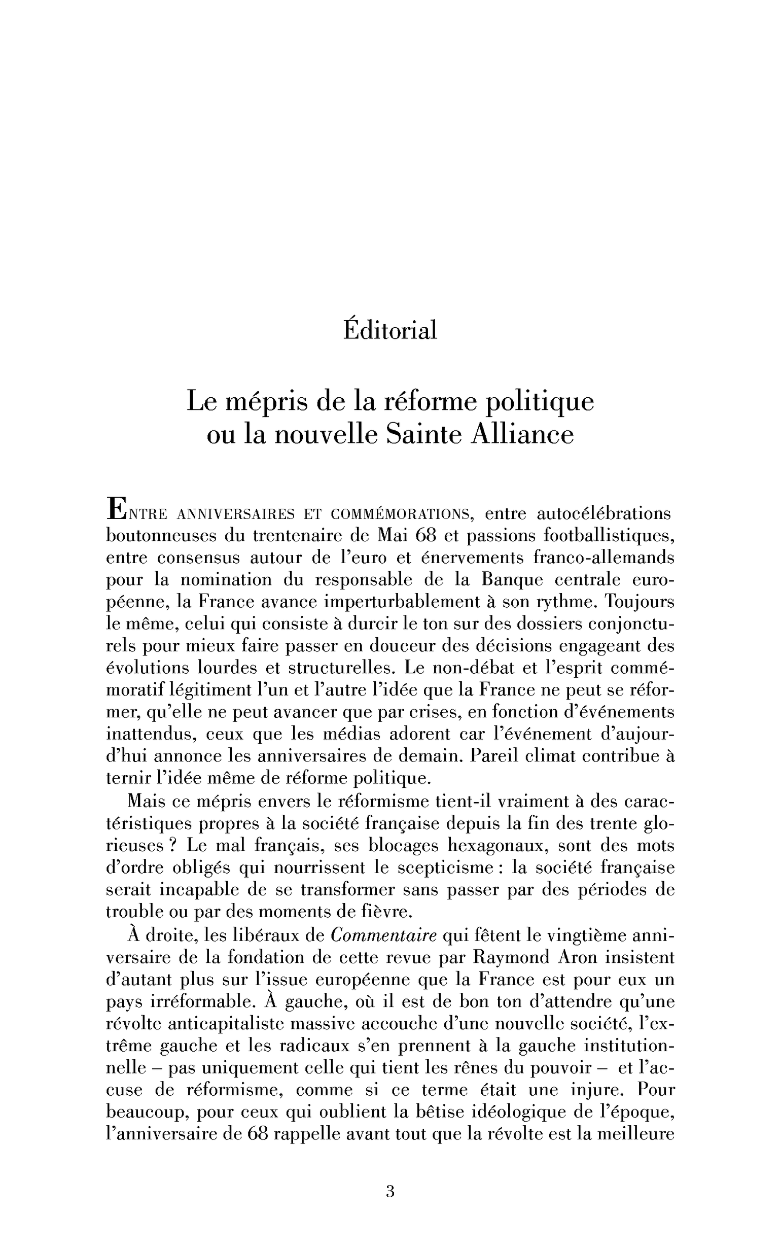 Le mépris de la réforme politique ou la nouvelle Sainte Alliance
