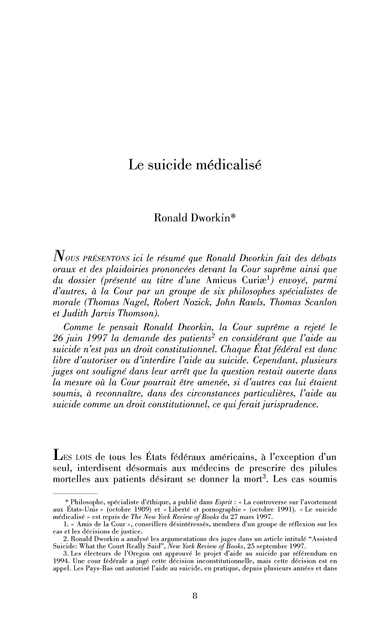 Le suicide médicalisé