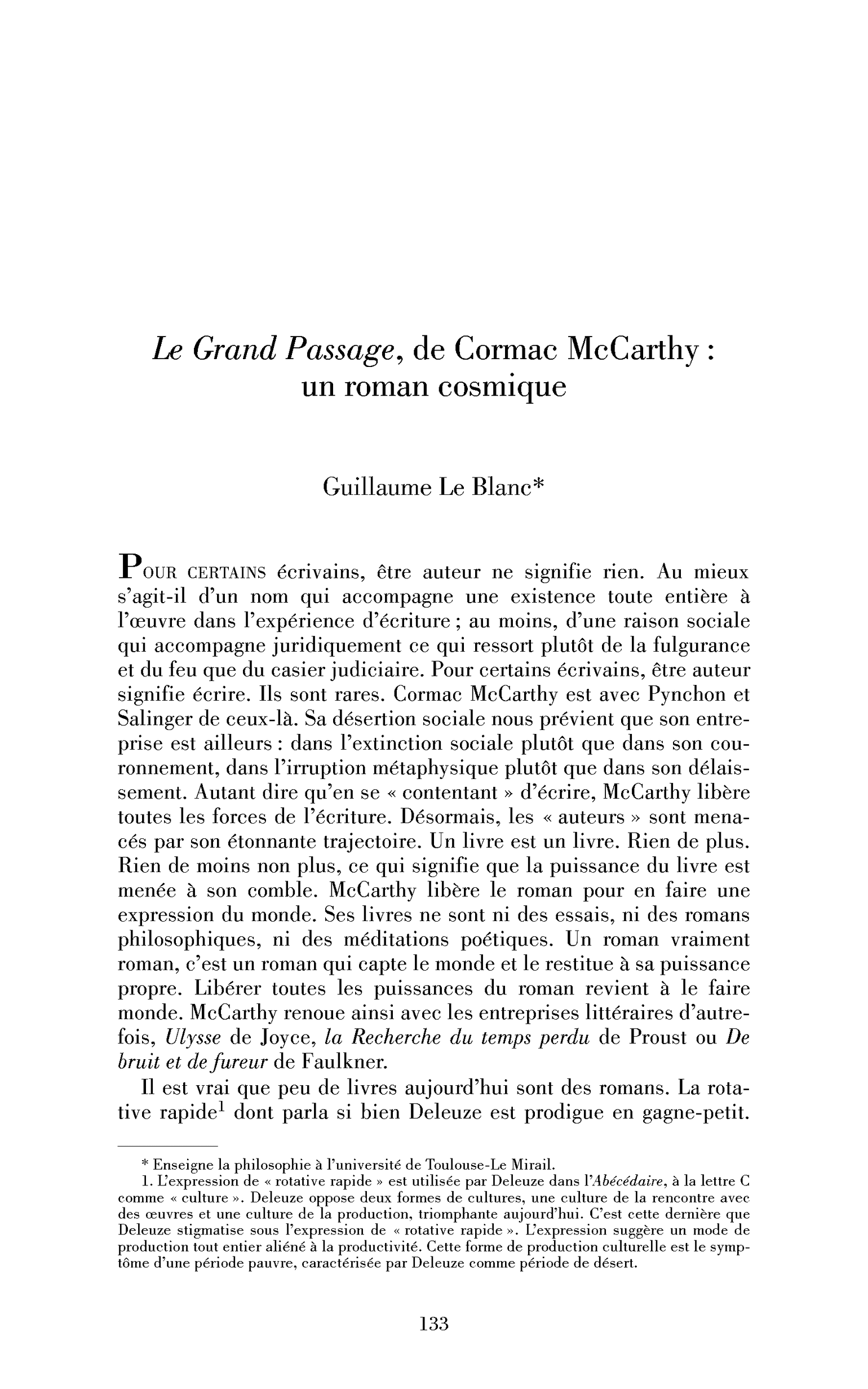 Le Grand Passage, de Cormac McCarthy : un roman cosmique