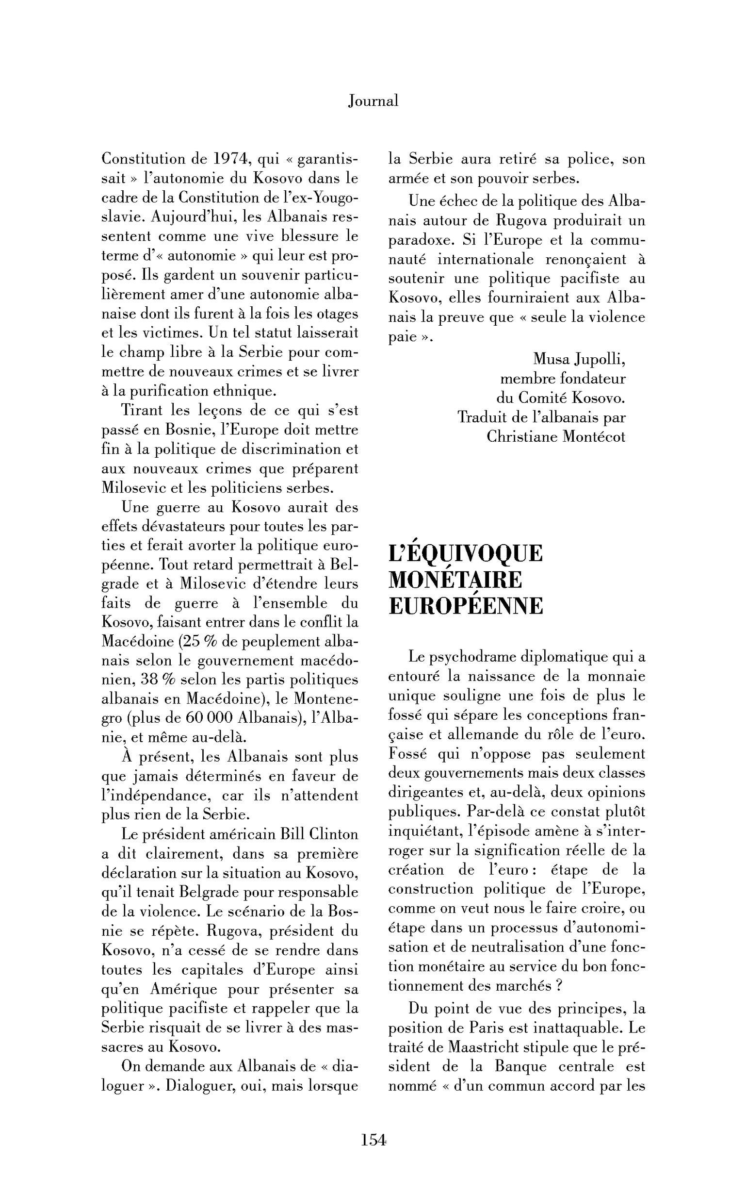 L’équivoque monétaire européenne