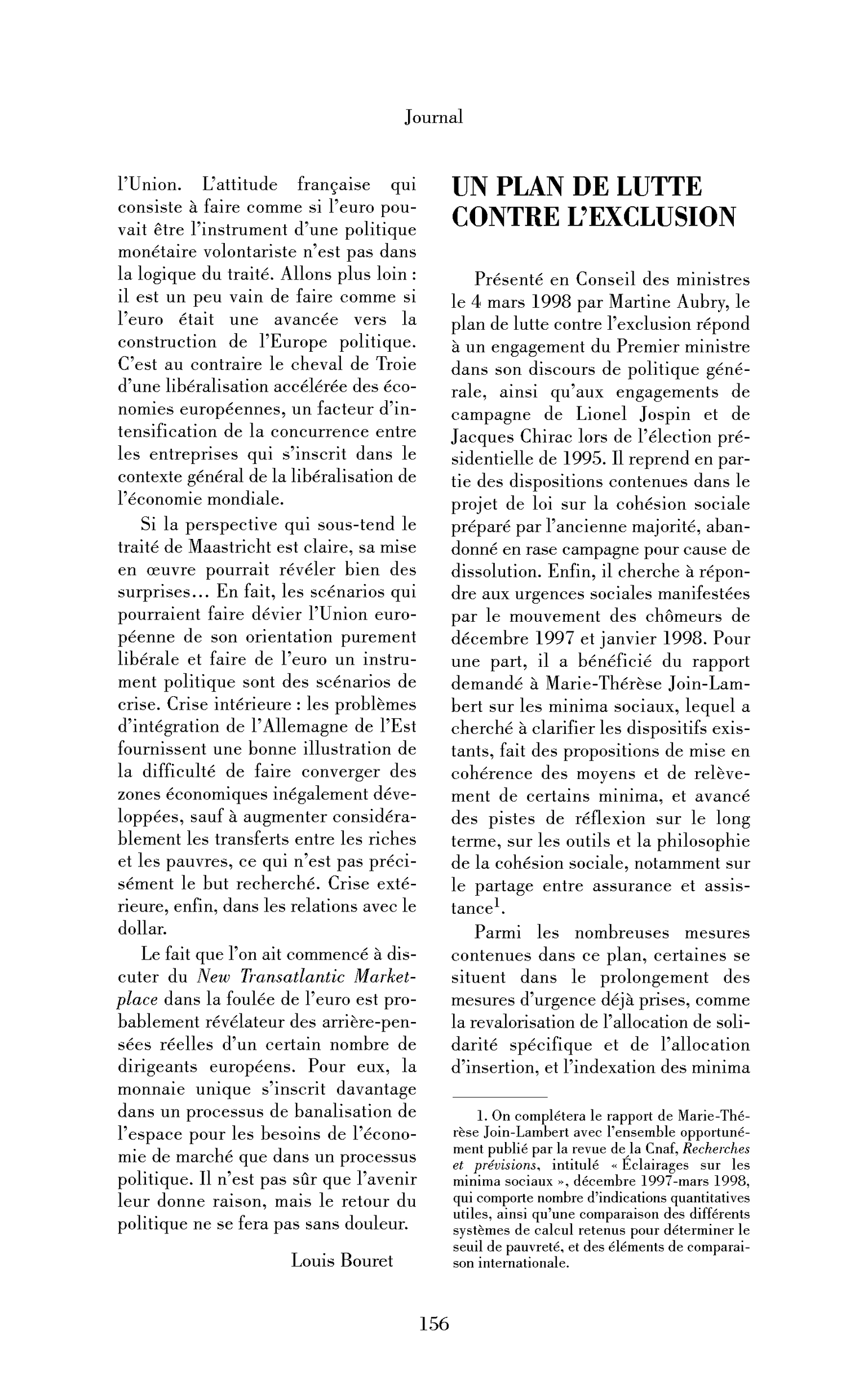 Un plan de lutte contre l’exclusion