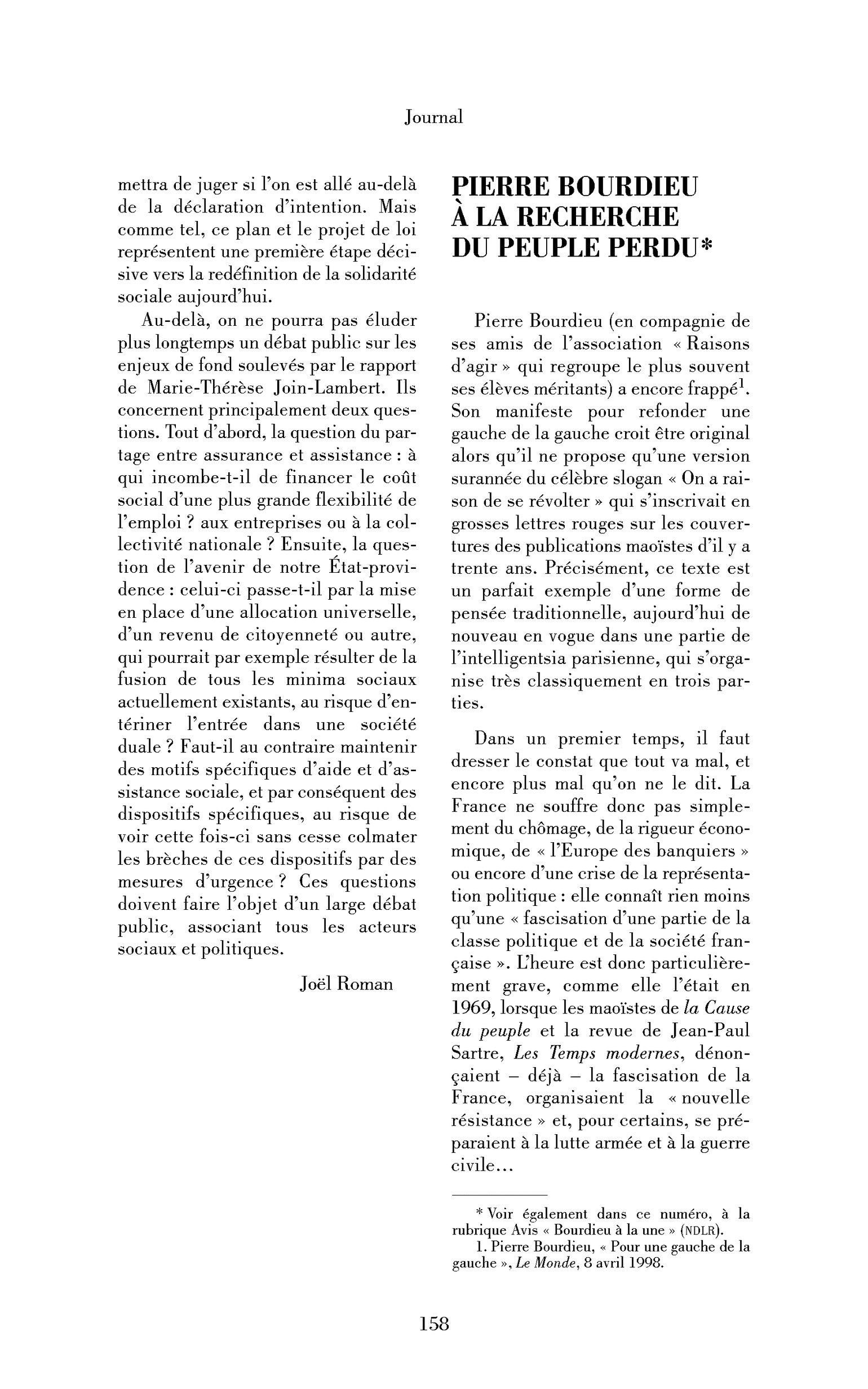 Pierre Bourdieu à la recherche du peuple perdu