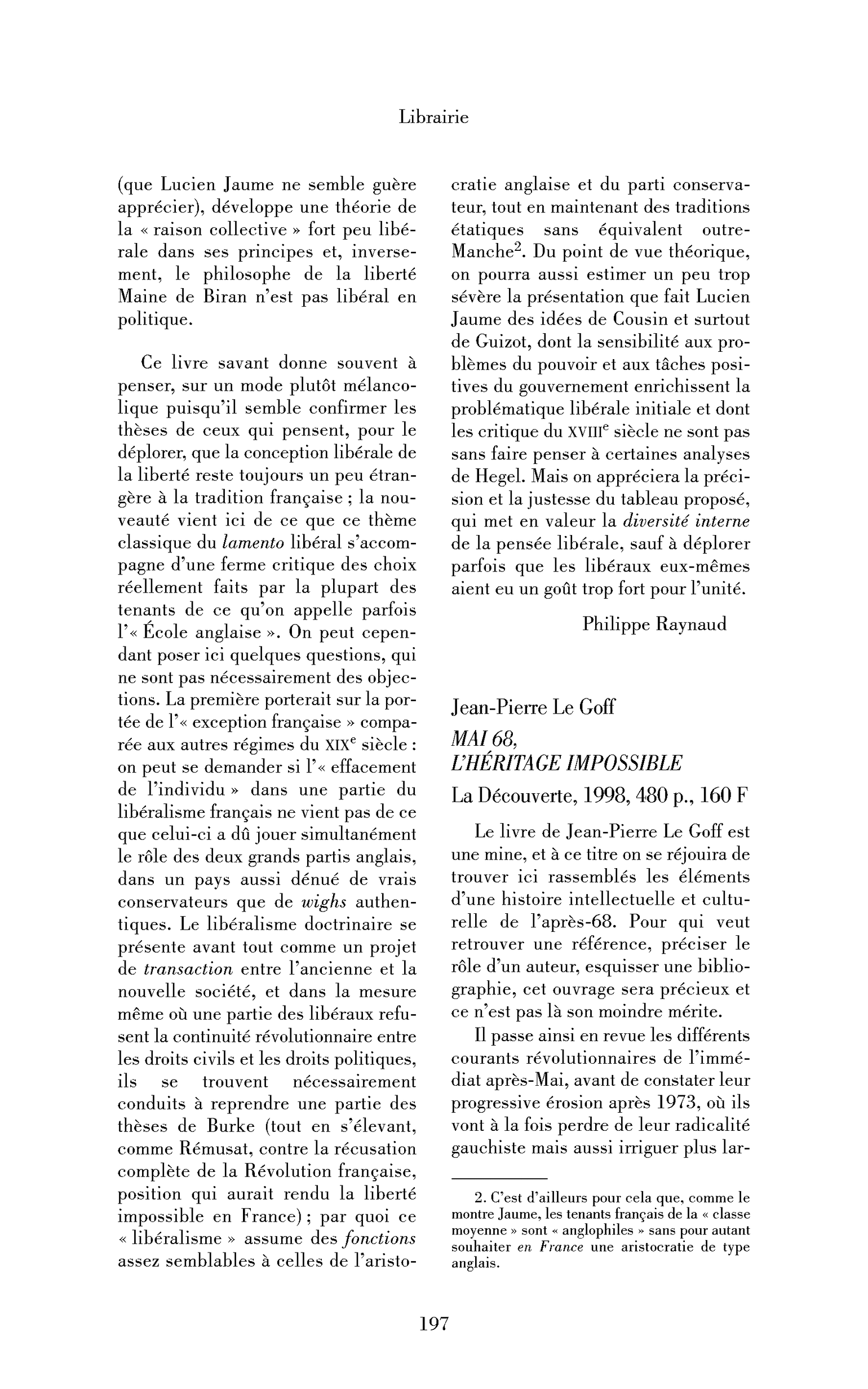 Jean-Pierre Le Goff : Mai 68, l’héritage impossible