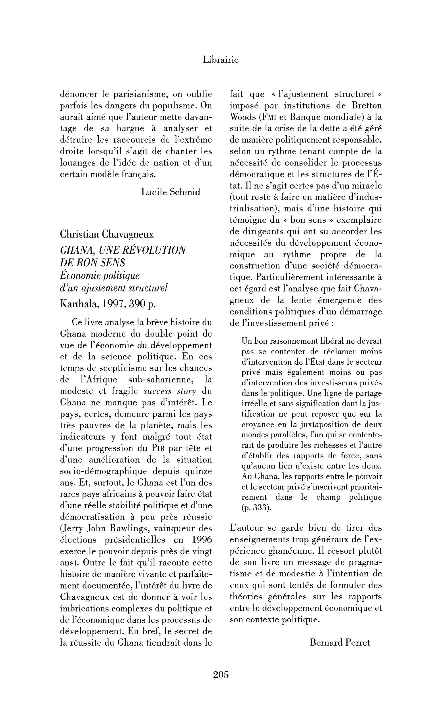 Christian Chavagneux : Ghana, une révolution de bon sens. Économie politique d’un ajustement structurel