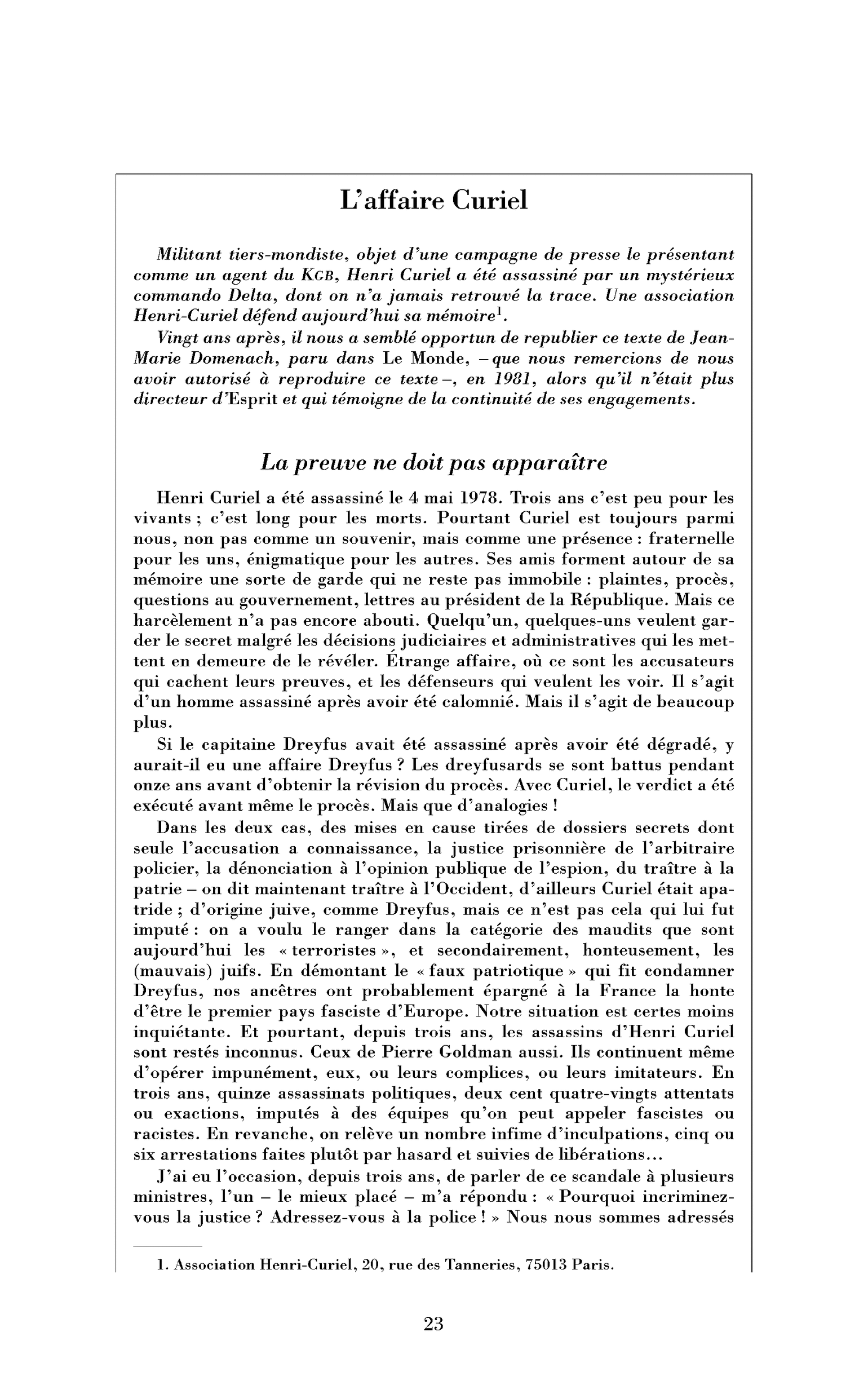 L’affaire Curiel