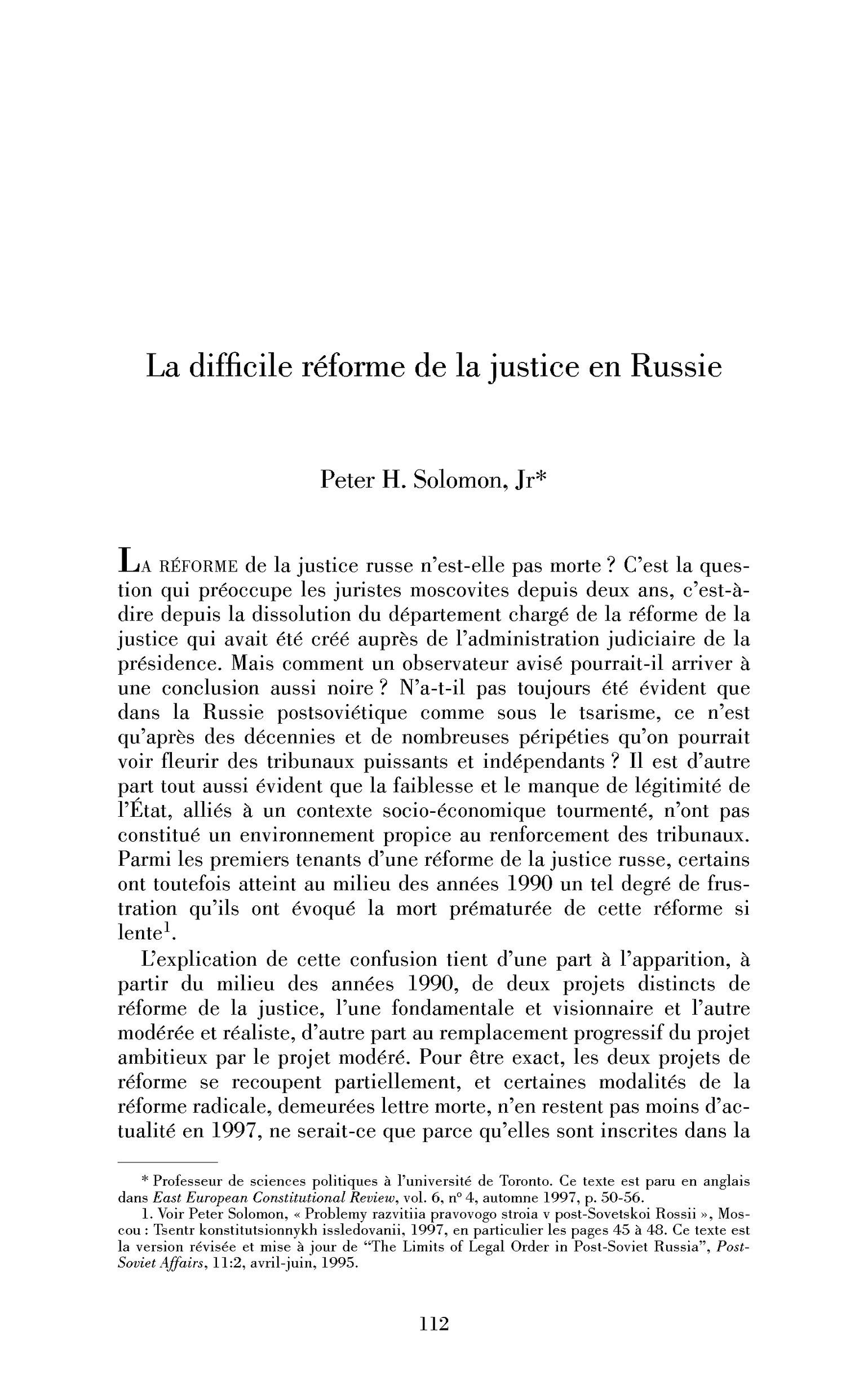 La difficile réforme de la justice en Russie