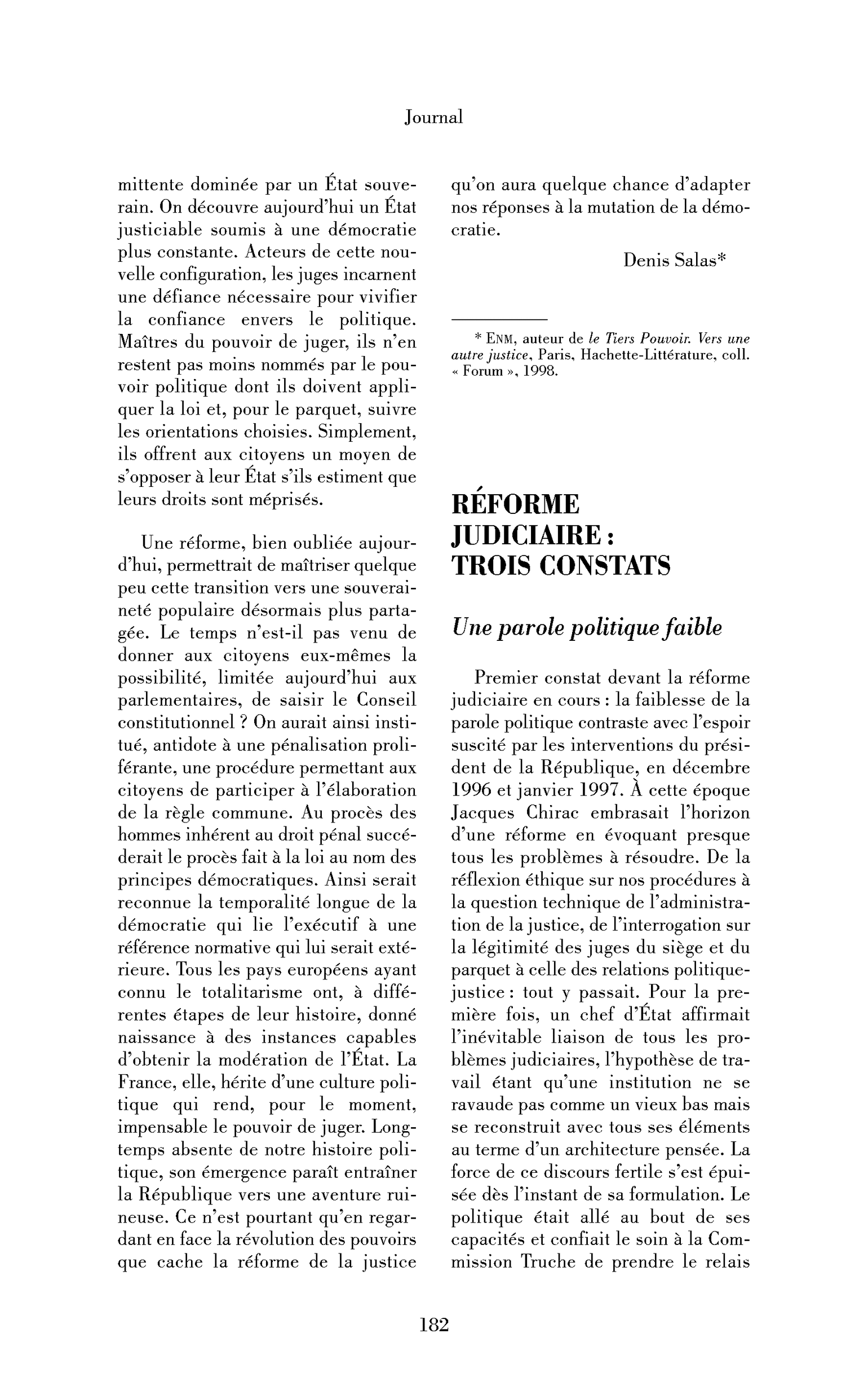 Réforme judiciaire : trois constats