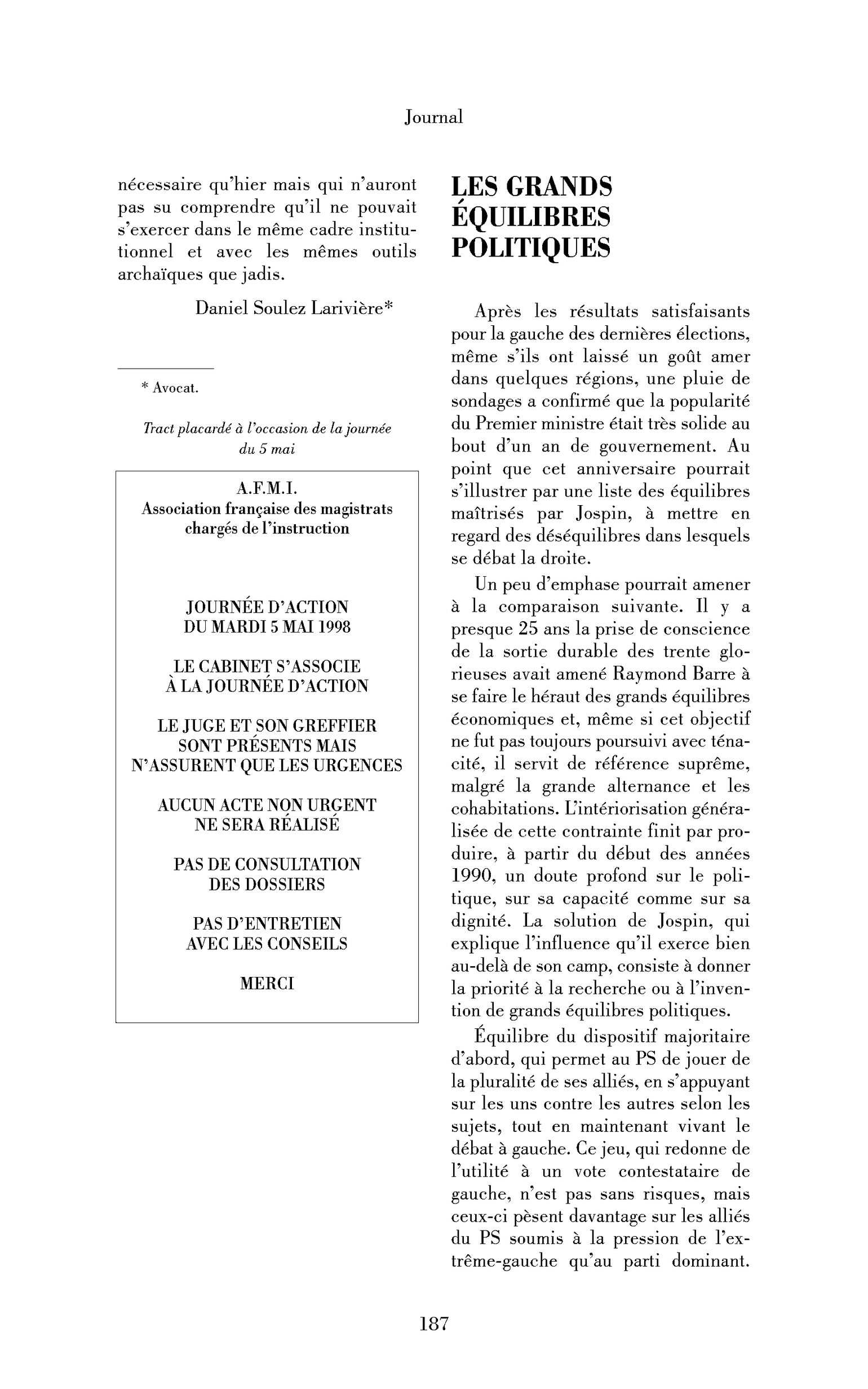Les grands équilibres politiques