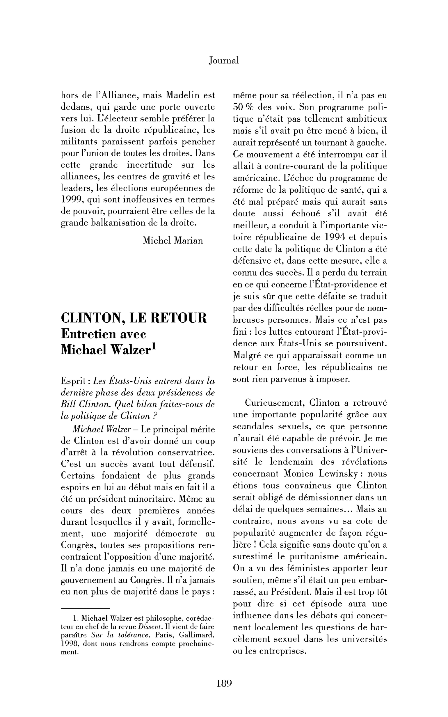 Clinton, le retour. (Entretien)