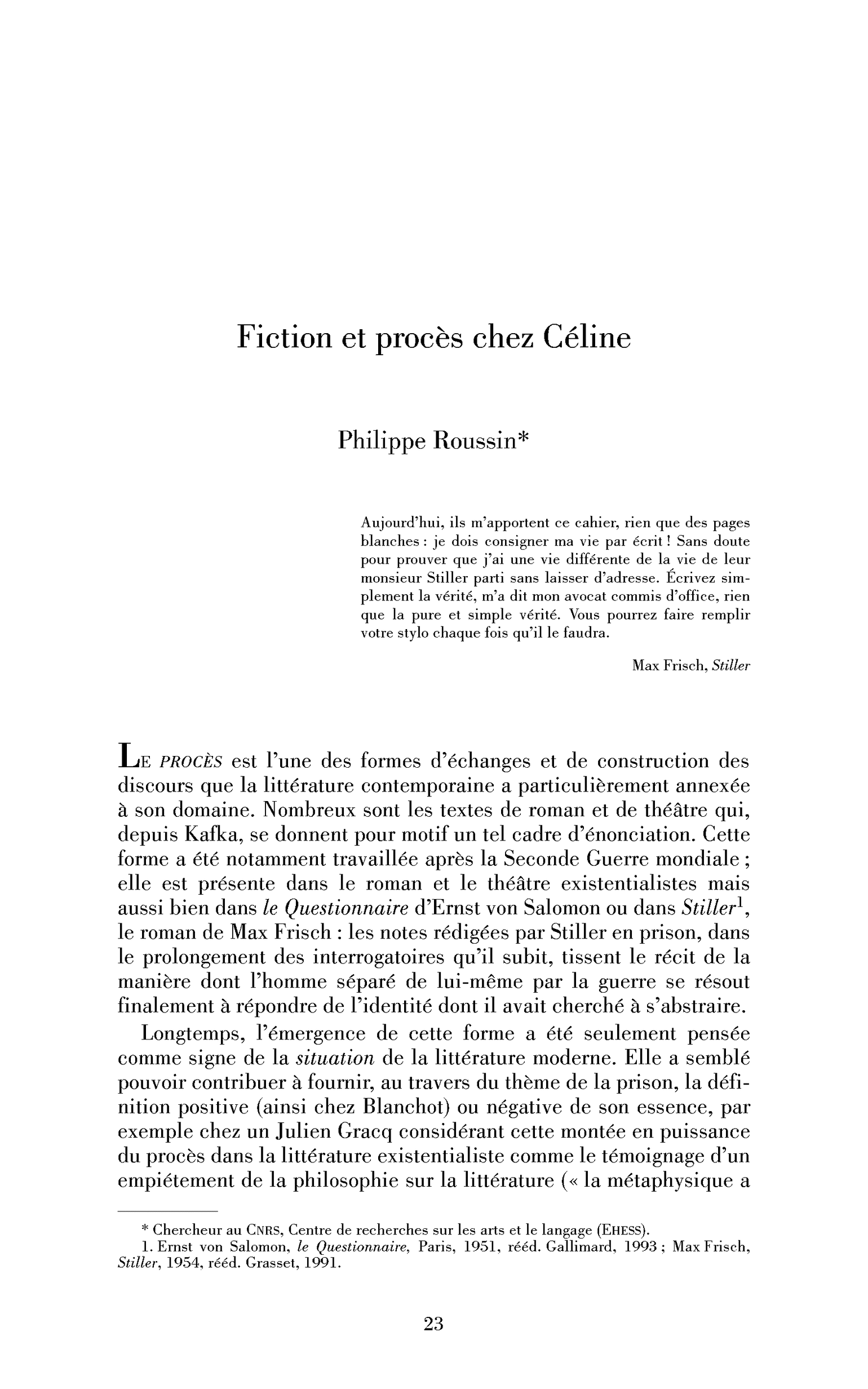 Fiction et procès chez Céline