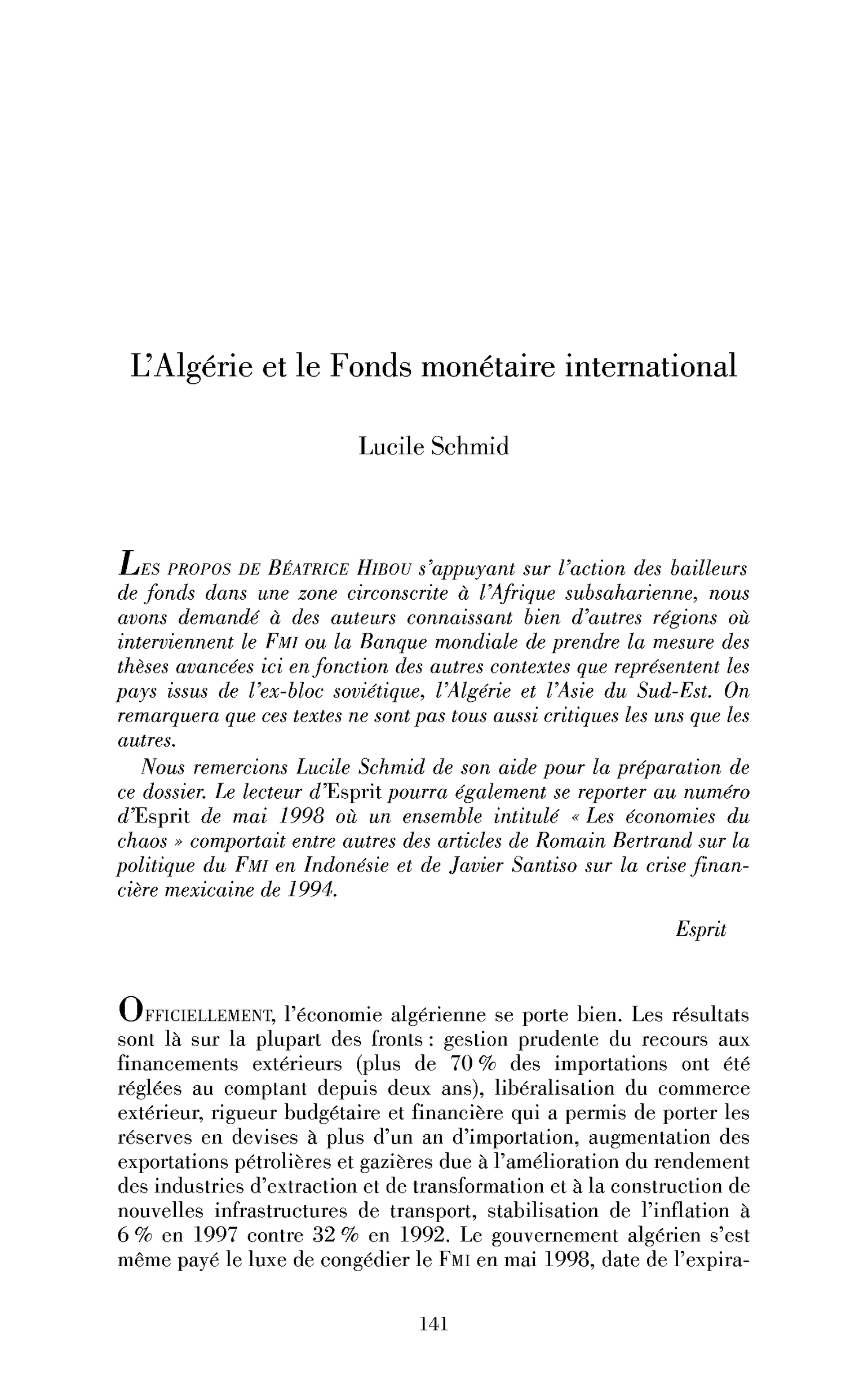 L’Algérie et le Fonds monétaire international